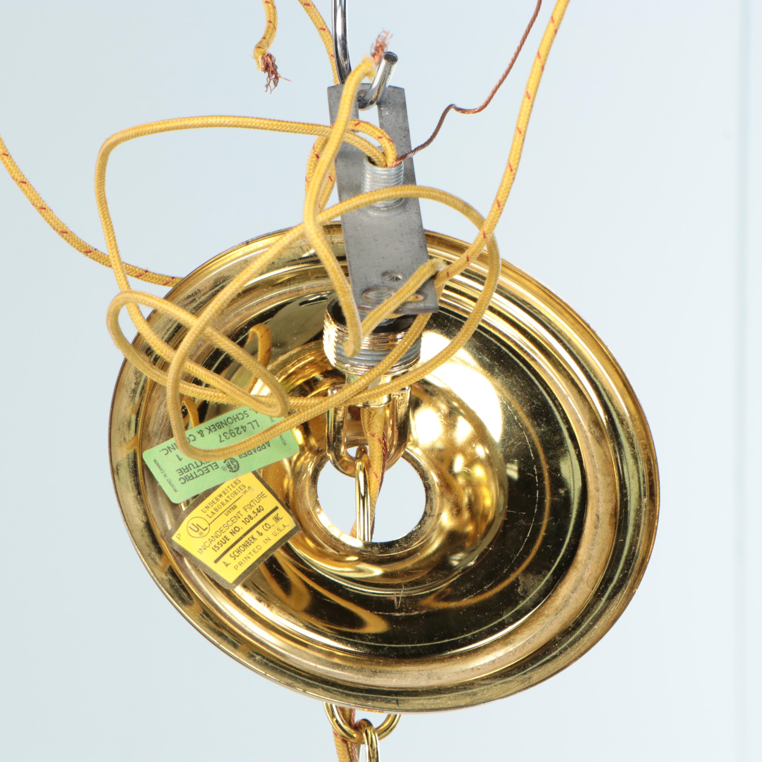 Gilt Metal and Crystal Eight-Arm Chandelier with Matching Mini Pendant