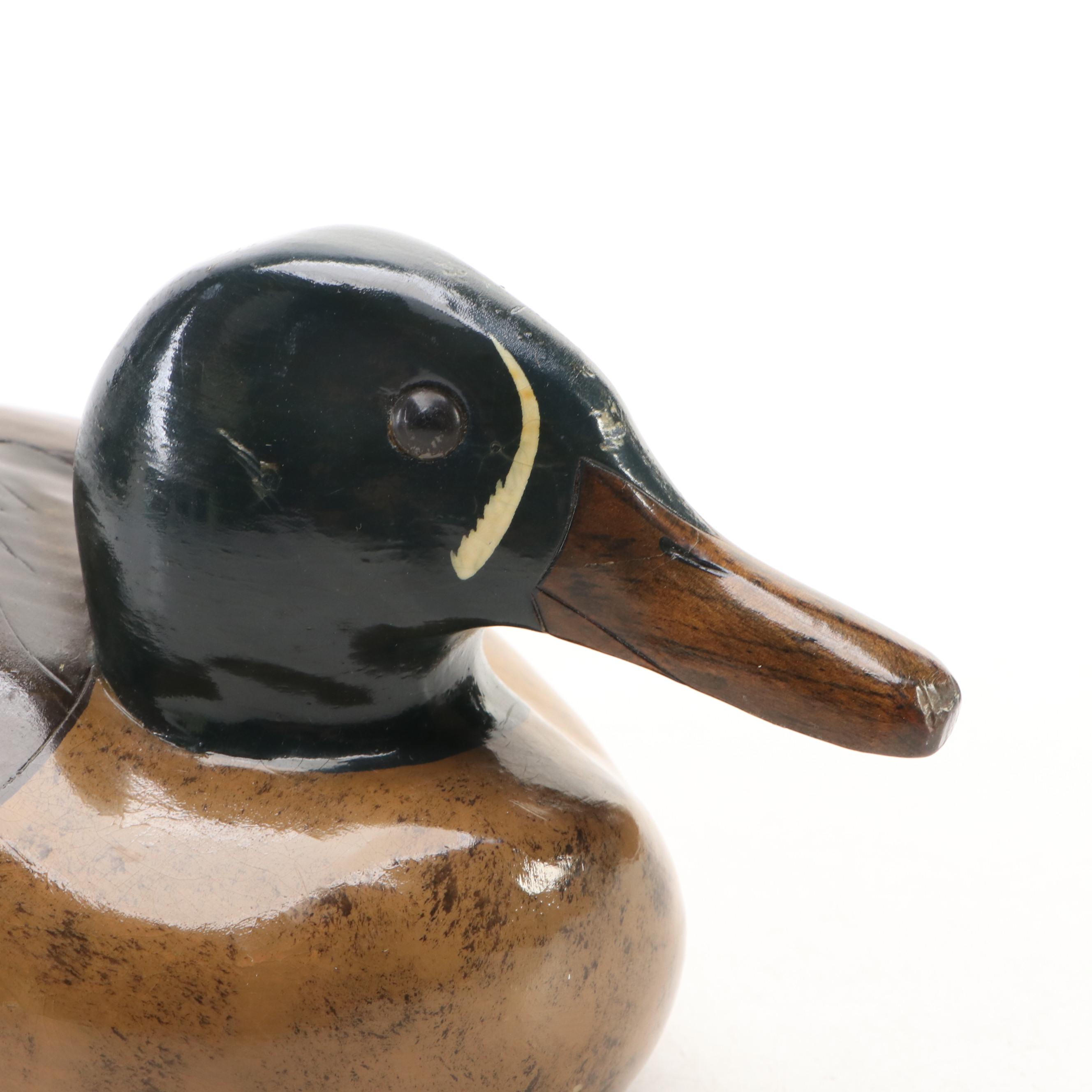 Signed Handcrafted and Painted Wood Bluewing Teal Wood Duck Decoy, 1998