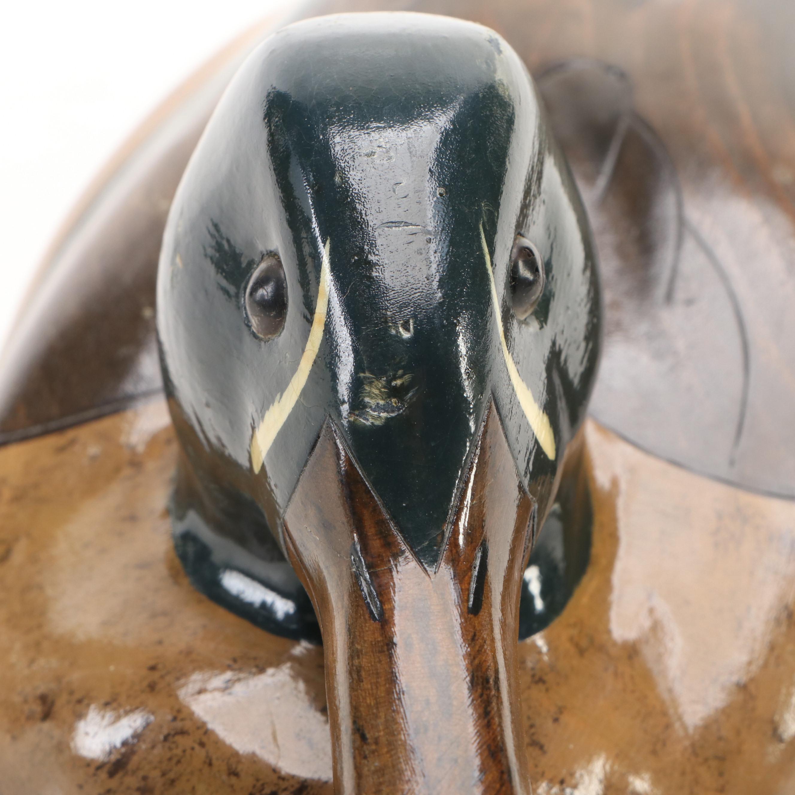 Signed Handcrafted and Painted Wood Bluewing Teal Wood Duck Decoy, 1998