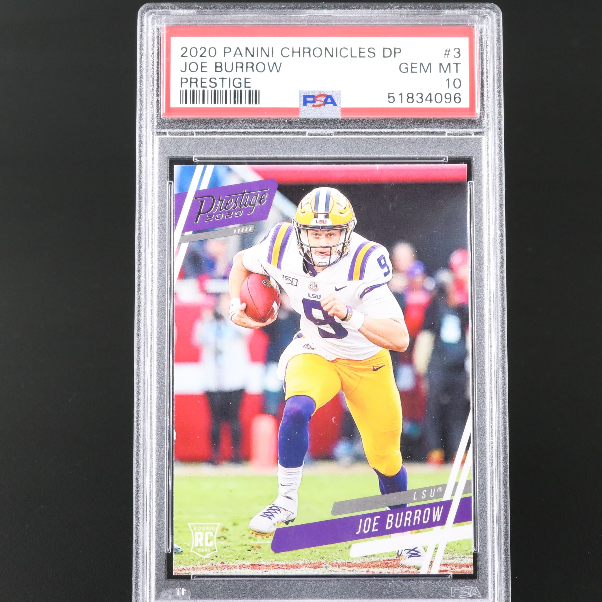 2020 Chronicles Draft Picks Joe Burrow Prestige Rookie Card Graded PSA 10