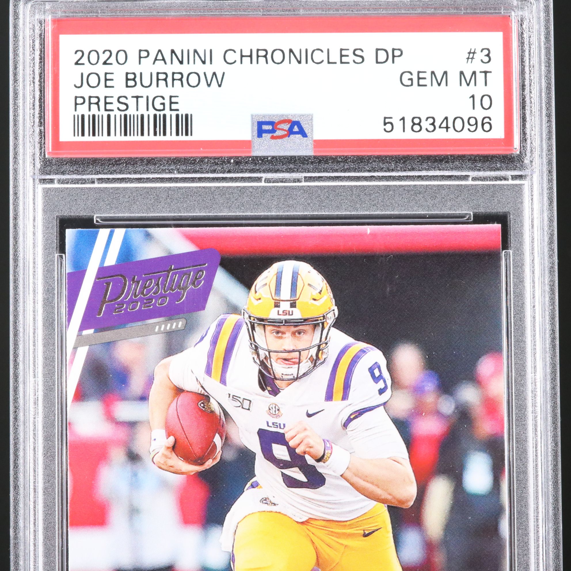 2020 Chronicles Draft Picks Joe Burrow Prestige Rookie Card Graded PSA 10