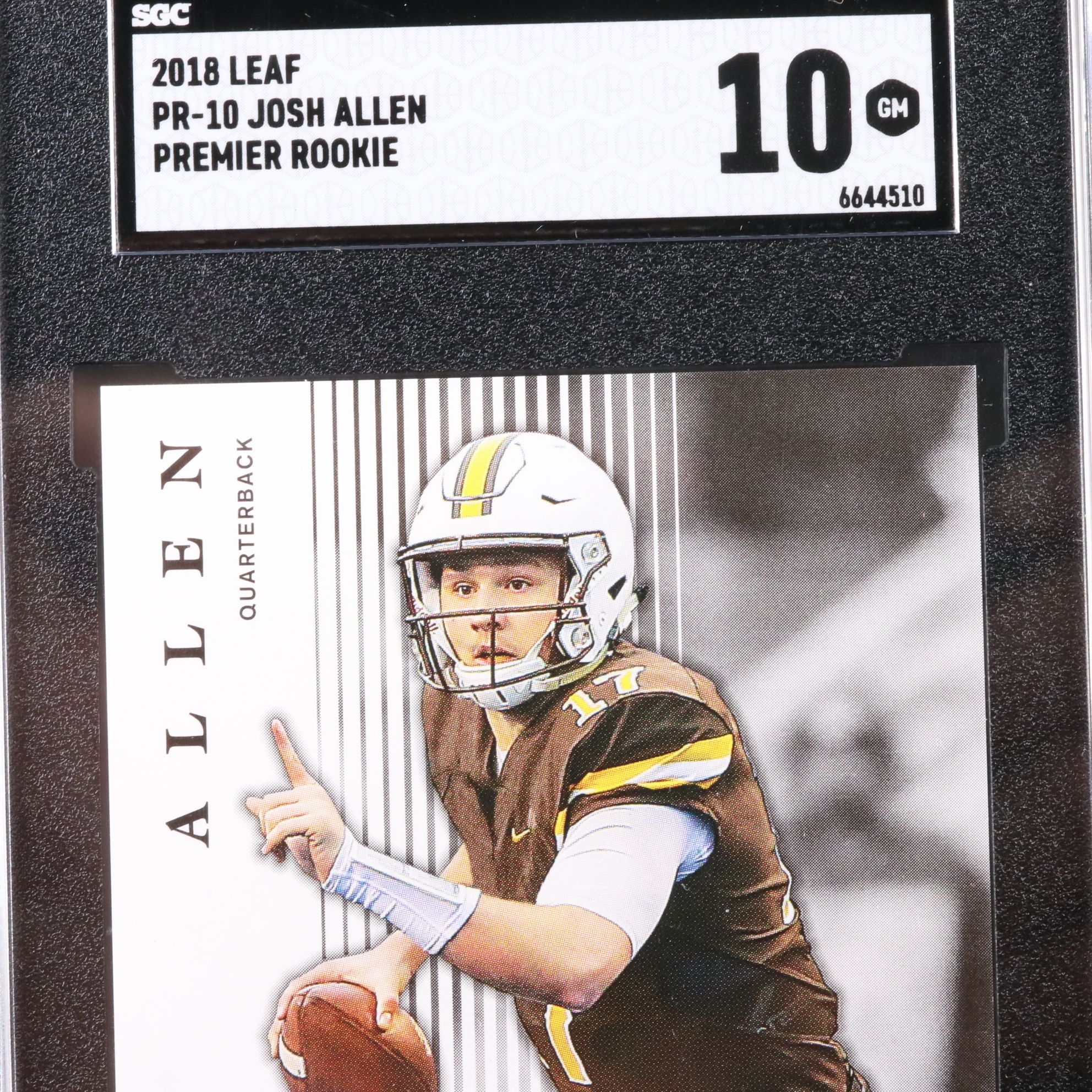 2018 Leaf Josh Allen Premier Rookie Football Card Graded SGC 10
