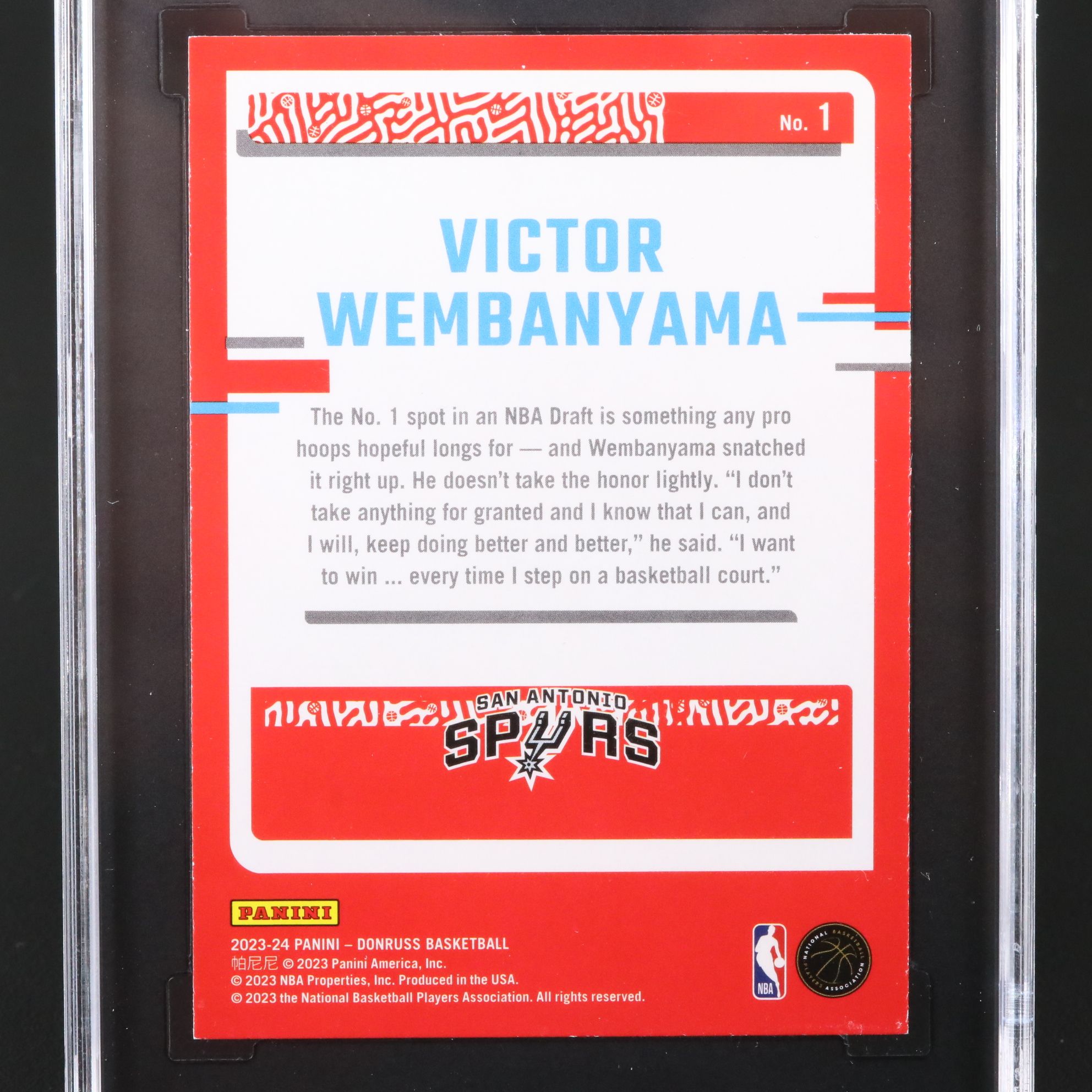 2023-24 Donruss Victor Webanyama The Rookies Basketball Card Graded SGC 10