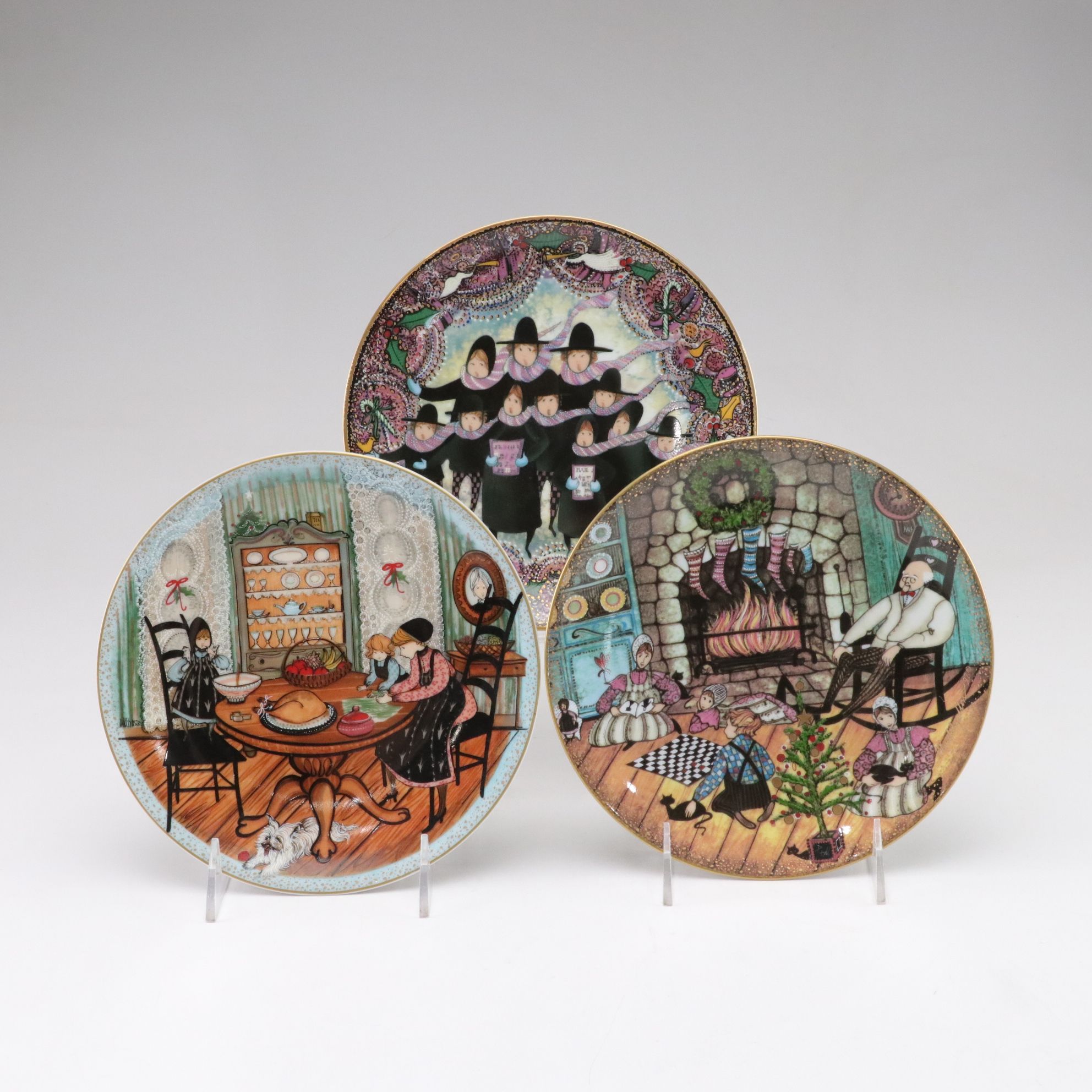 P. Buckley Moss "Joy to the World" Illustrated Christmas & Other Plates