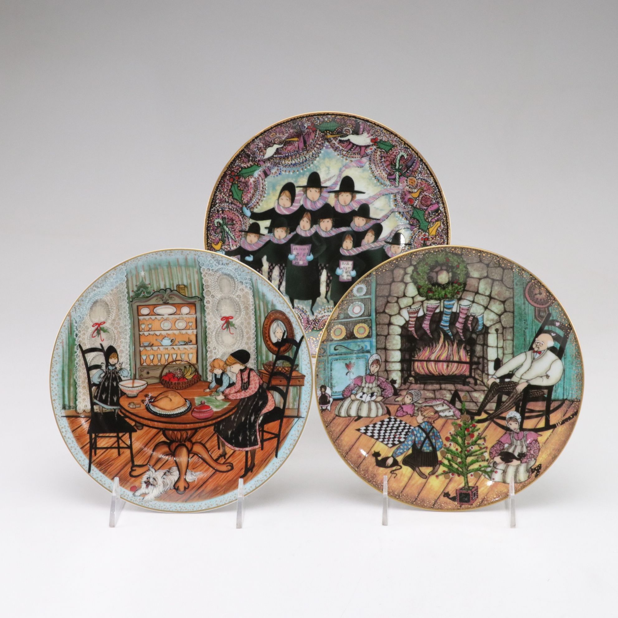 P. Buckley Moss "Joy to the World" Illustrated Christmas & Other Plates