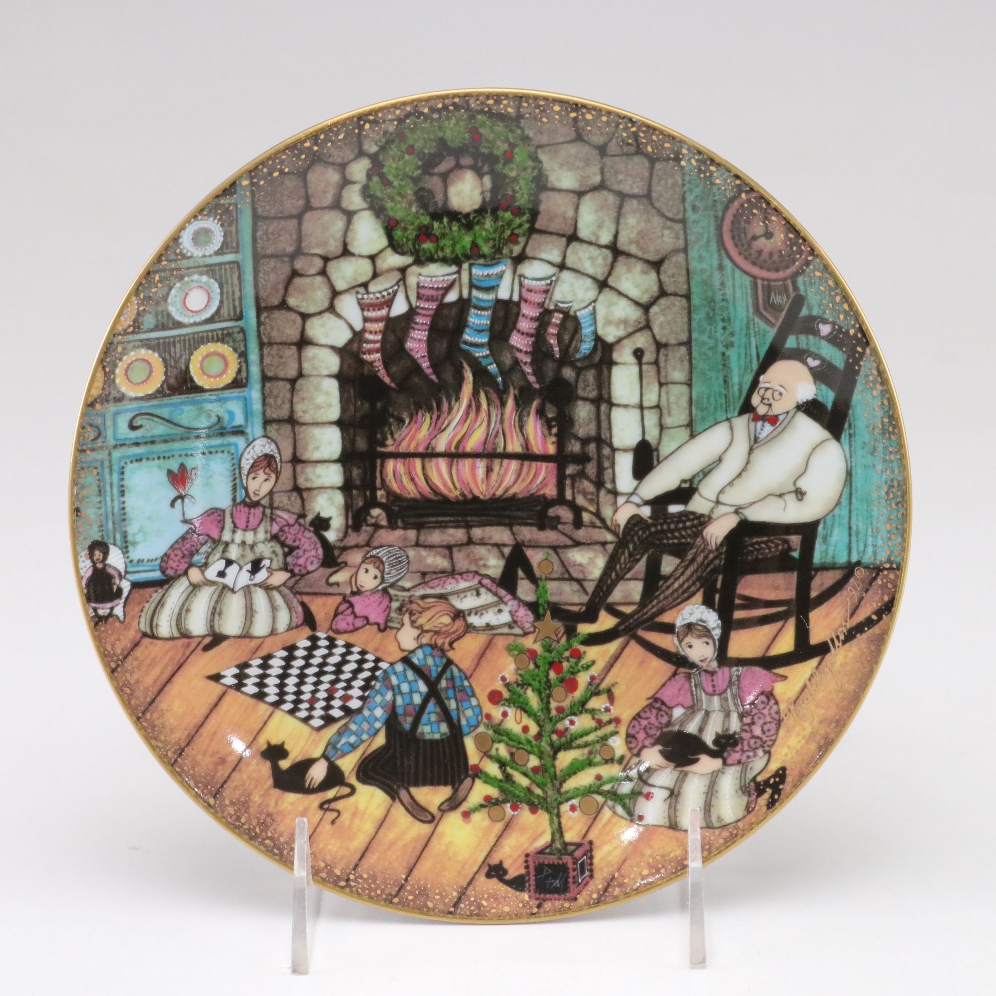 P. Buckley Moss "Joy to the World" Illustrated Christmas & Other Plates