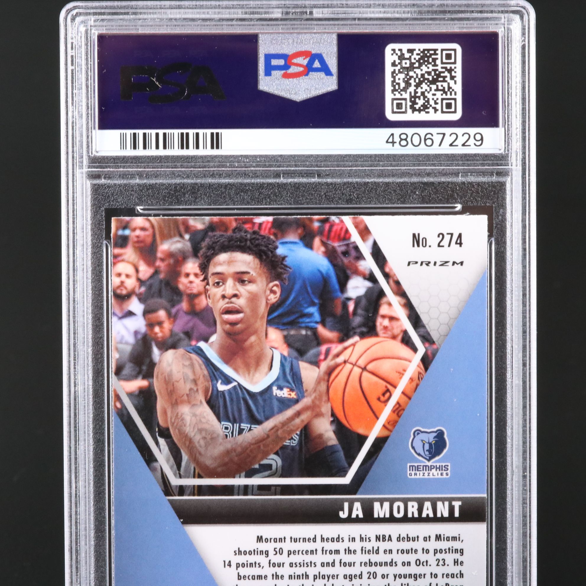 2019 Mosaic Ja Morant Green Mosaic Rookie Basketball Card Graded PSA 10