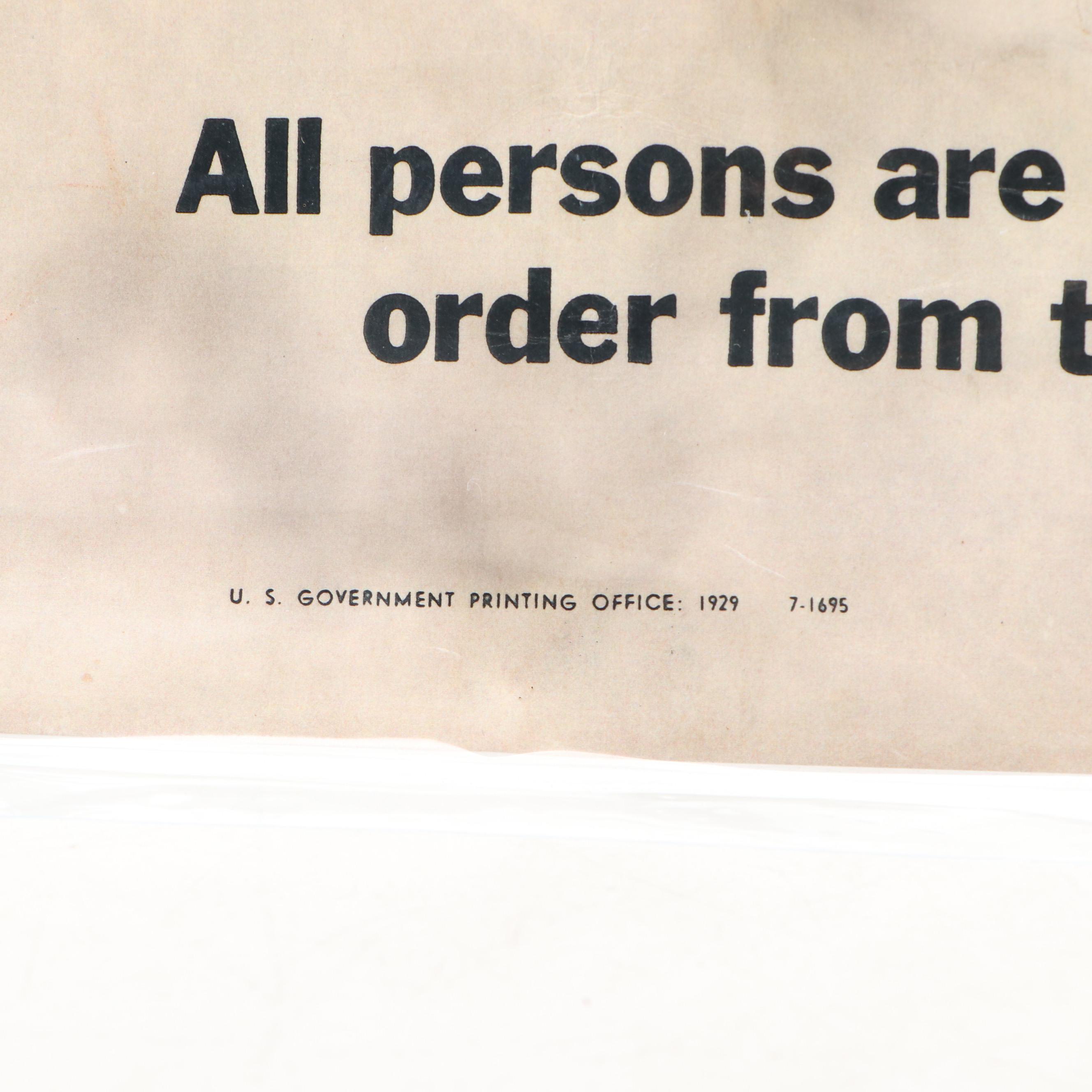 "Closed for Violation of National Prohibition Act" Paper Sign