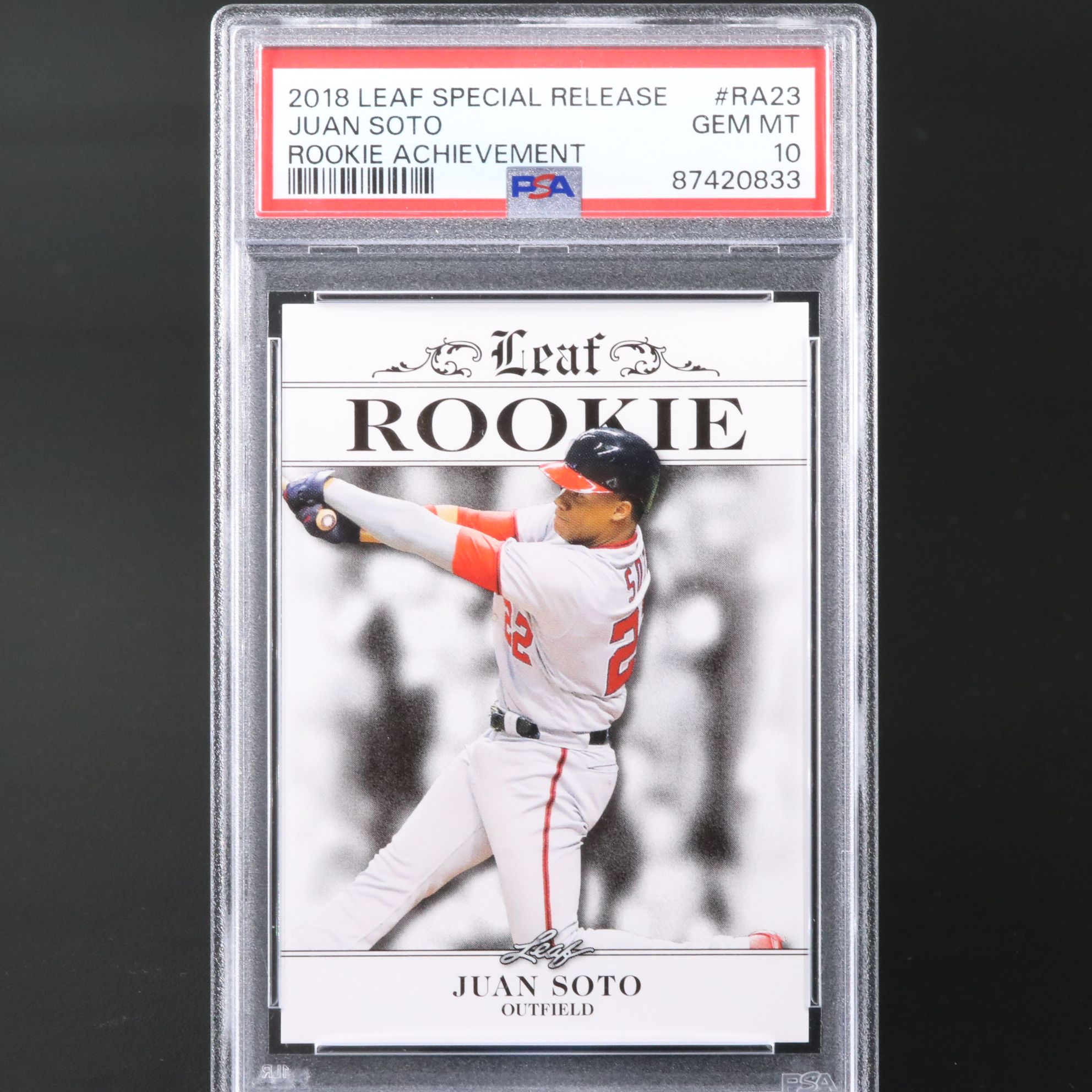 2018 Leaf Special Release Juan Soto Rookie Achievement Card Graded PSA 10