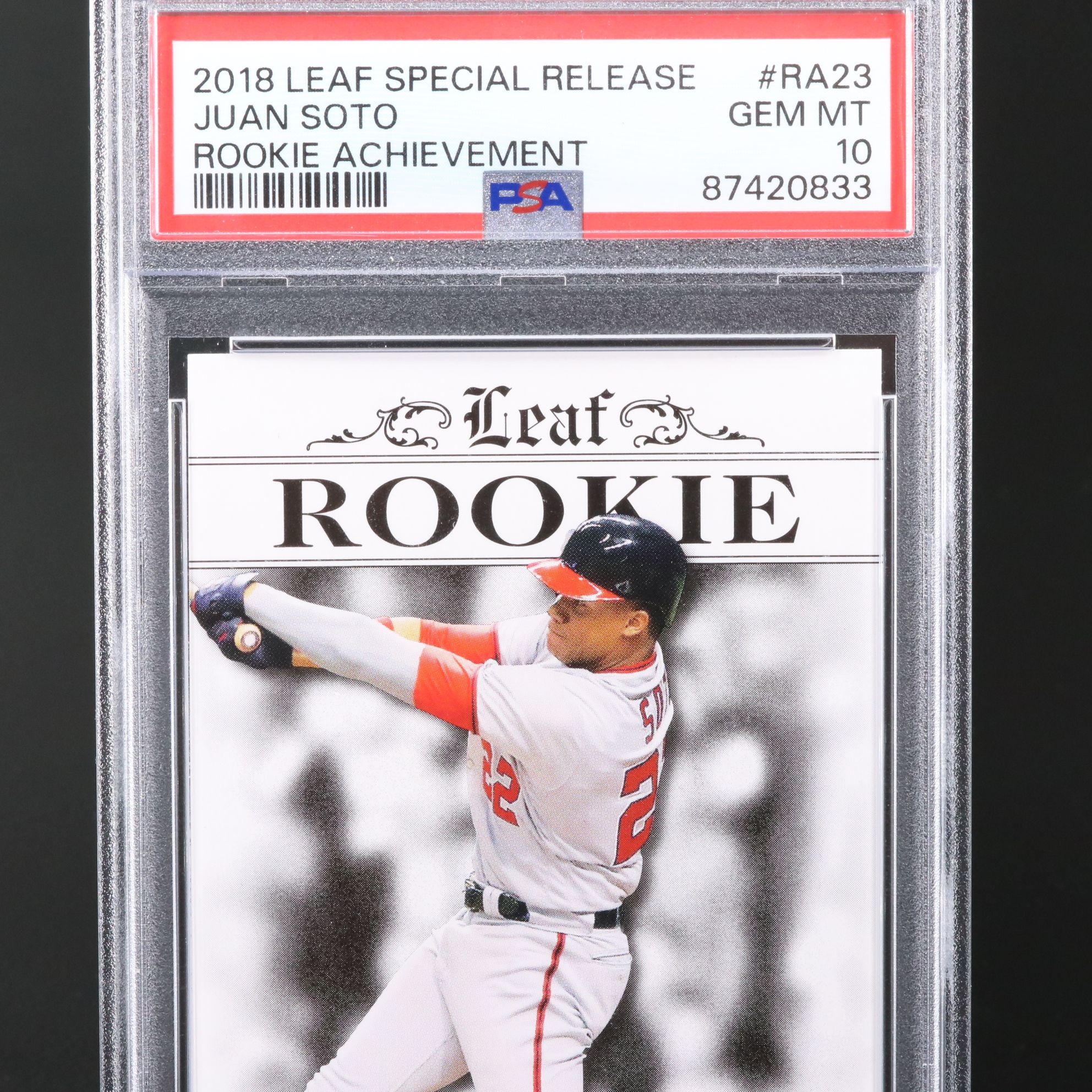 2018 Leaf Special Release Juan Soto Rookie Achievement Card Graded PSA 10