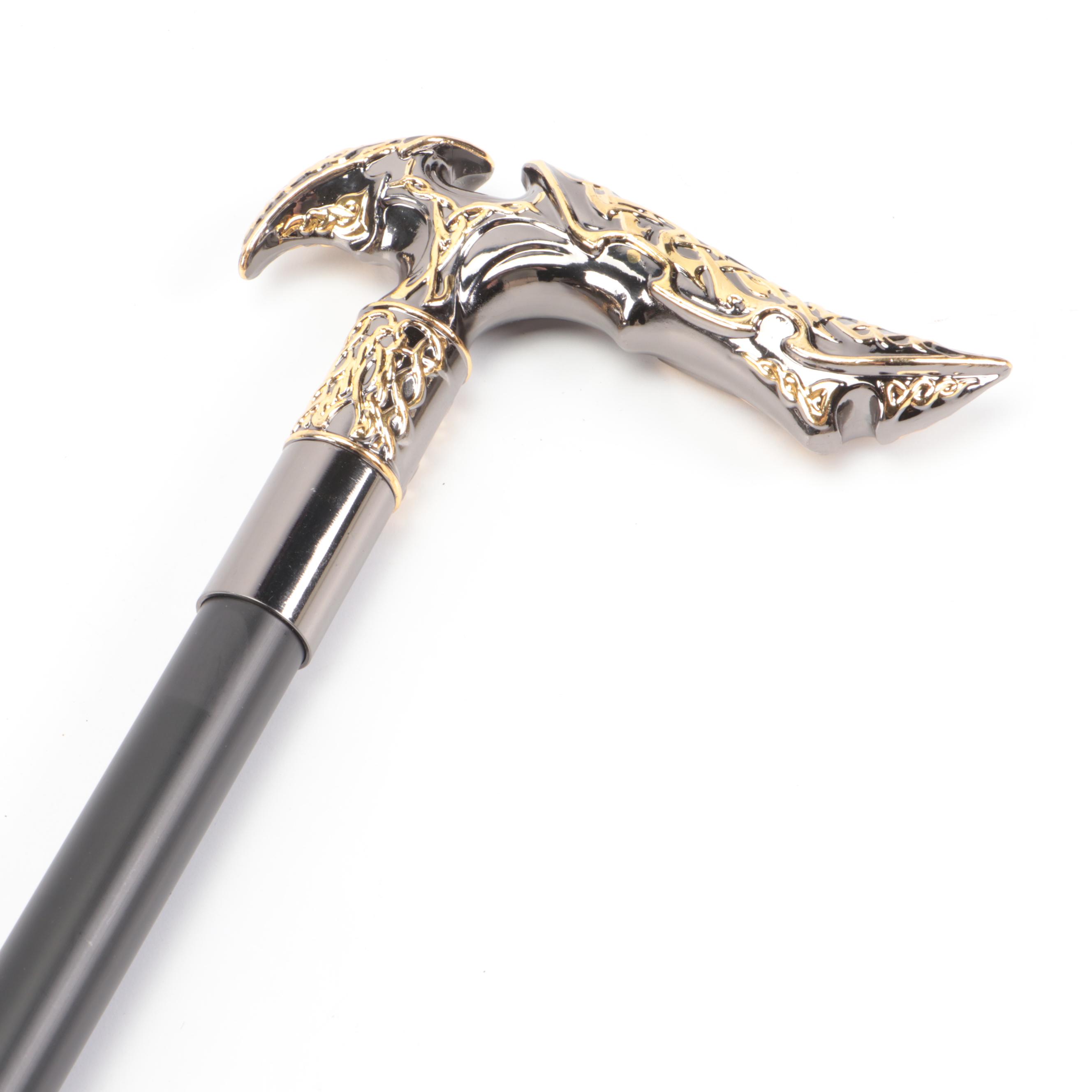 Silver and Gold Finished Embossed Derby Sword Cane