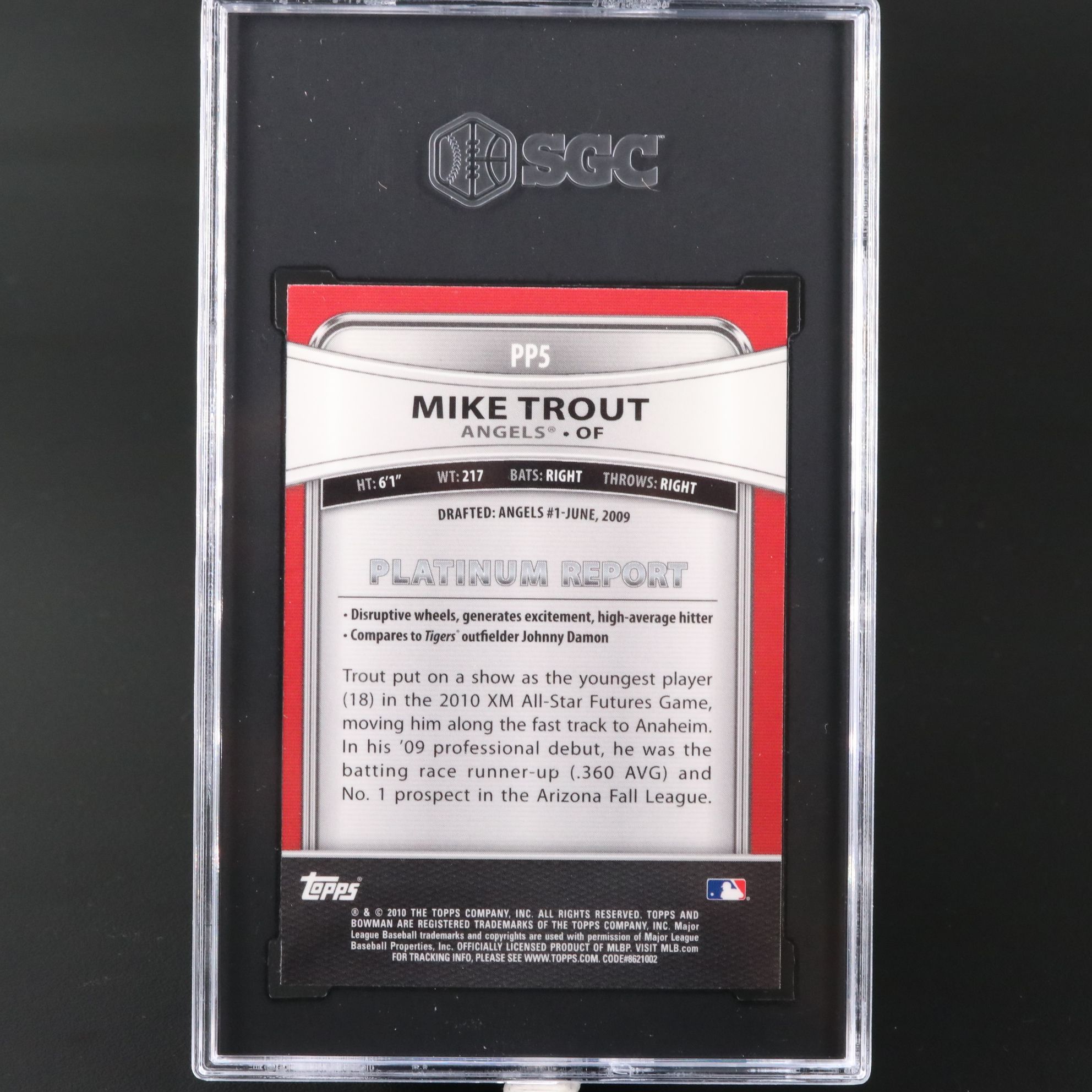2010 Bowman Platinum Mike Trout Prospect Baseball Card Graded SGC 9