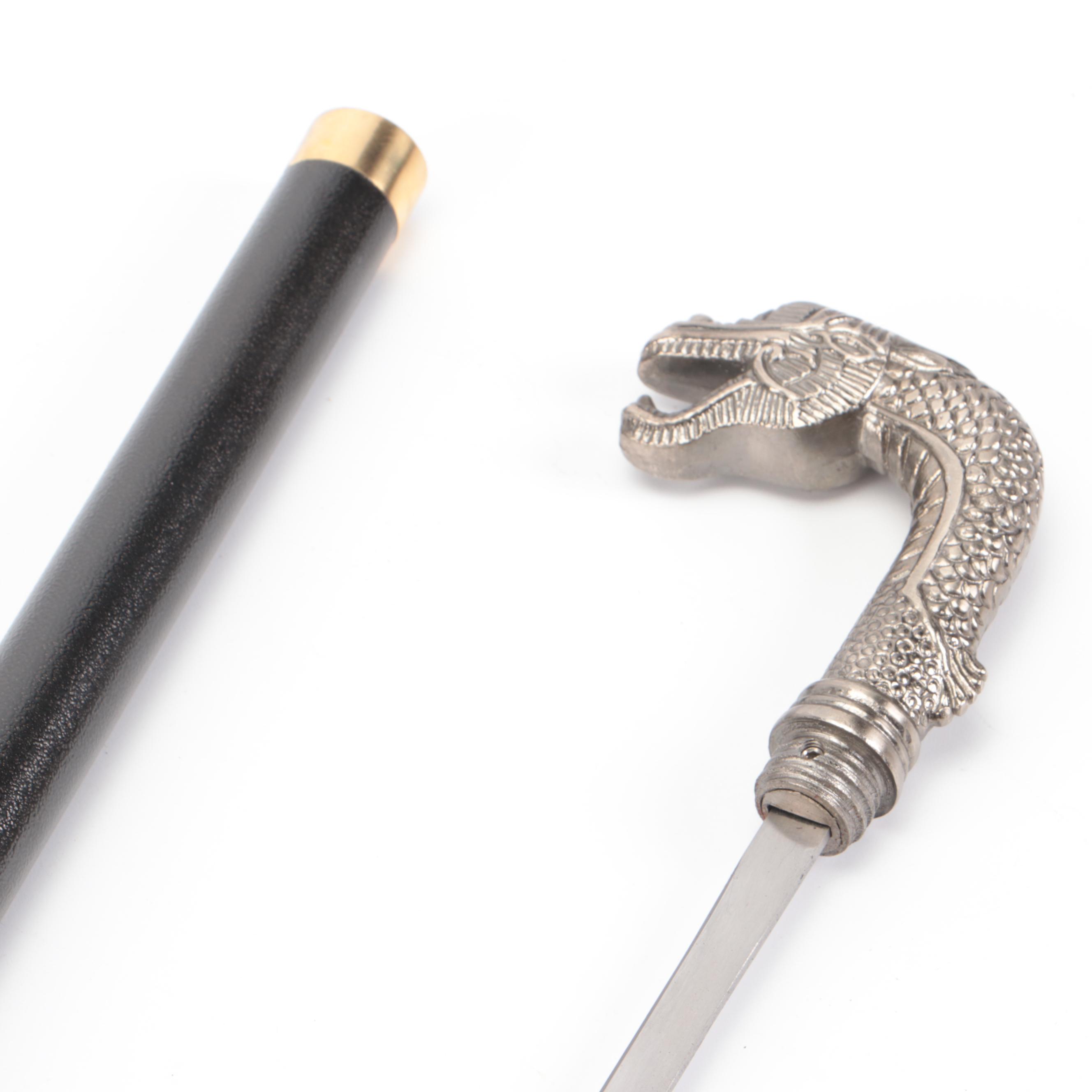 Asian Style Dragon Handled Sword Cane