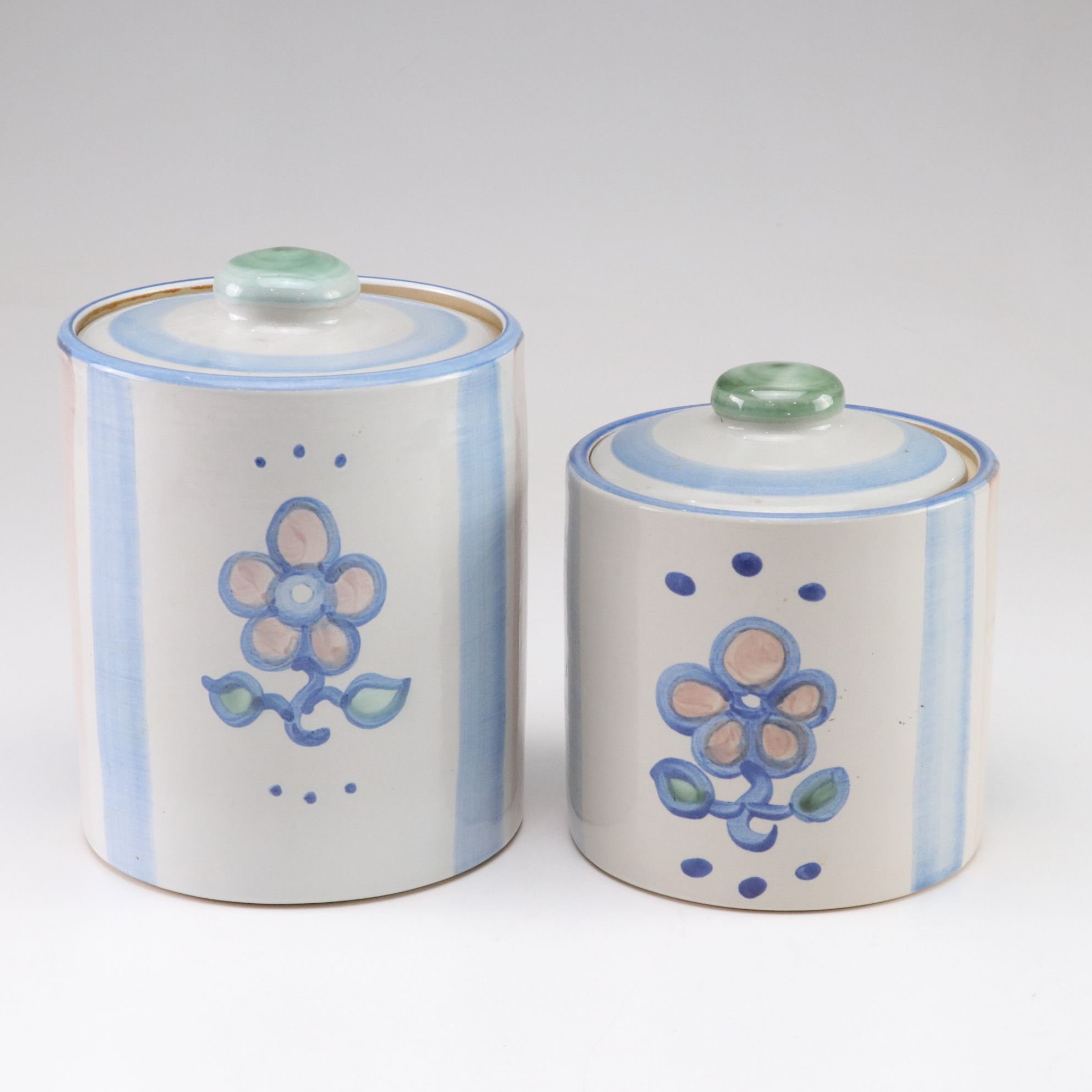 M.A. Hadley Pottery Canister Set with Sugar, Flour, Coffee, and Goodies