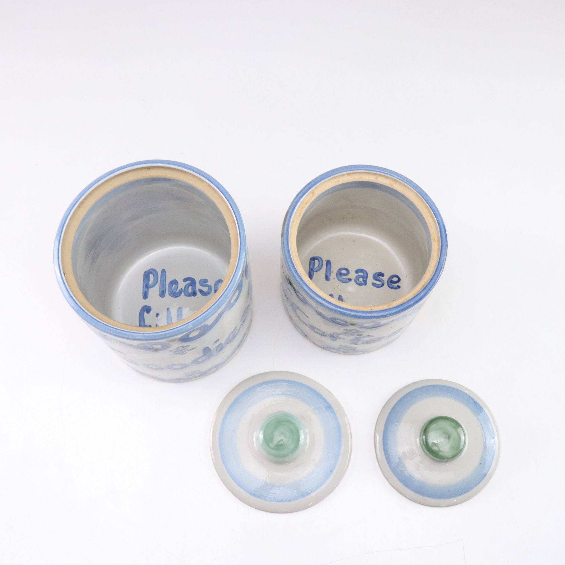 M.A. Hadley Pottery Canister Set with Sugar, Flour, Coffee, and Goodies