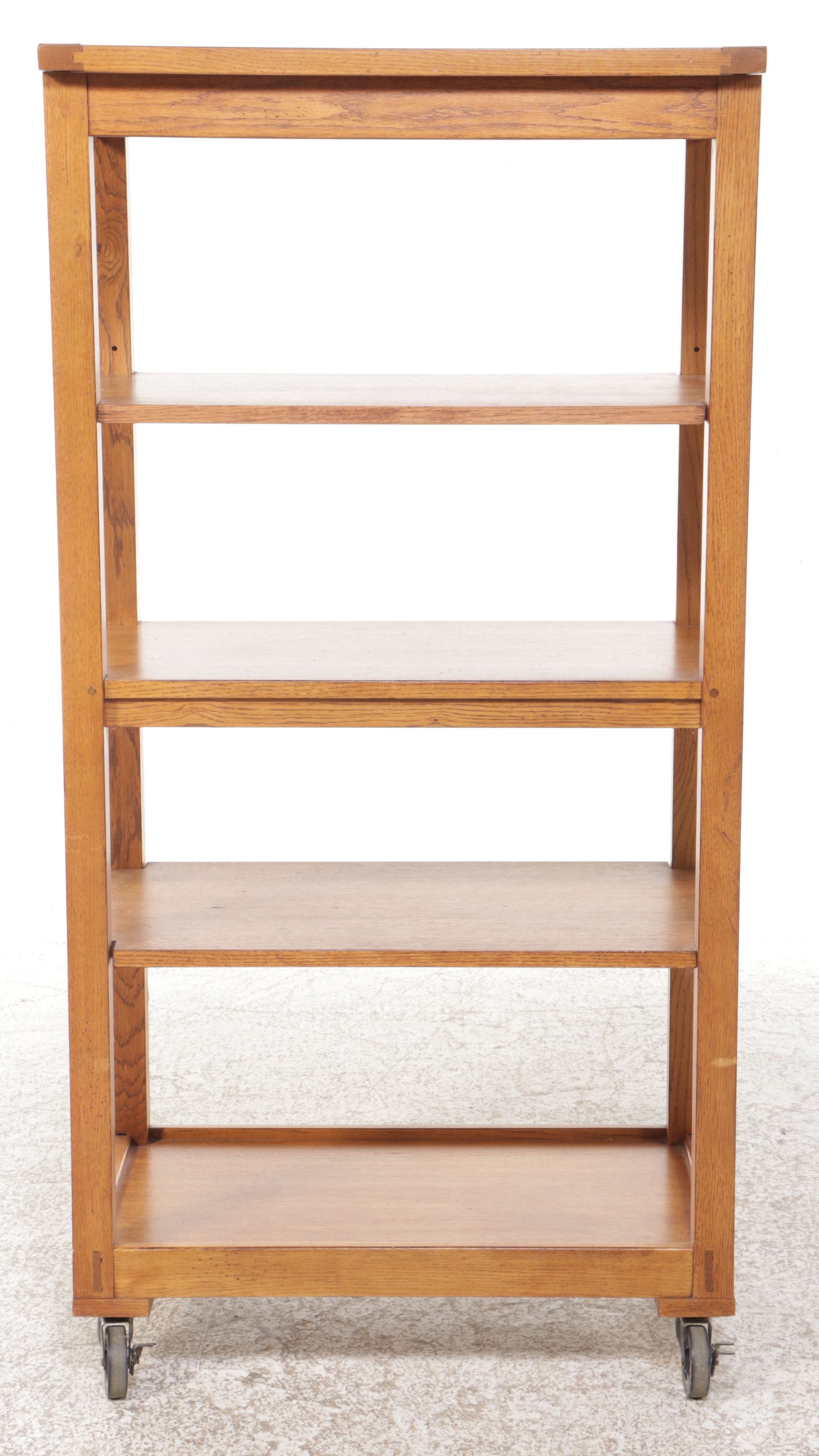 Oak Storage Shelf on Casters, Late 20th Century