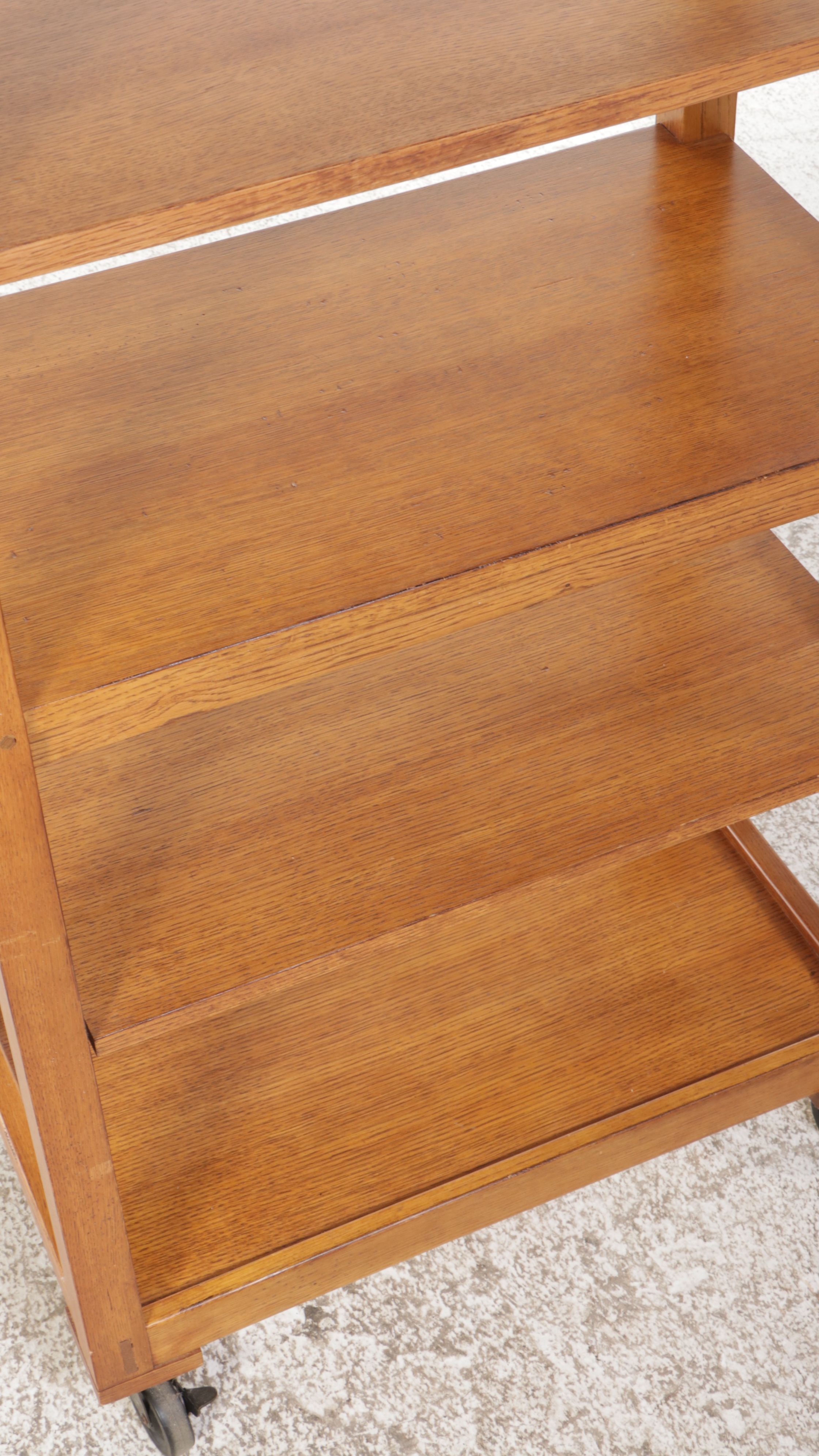 Oak Storage Shelf on Casters, Late 20th Century