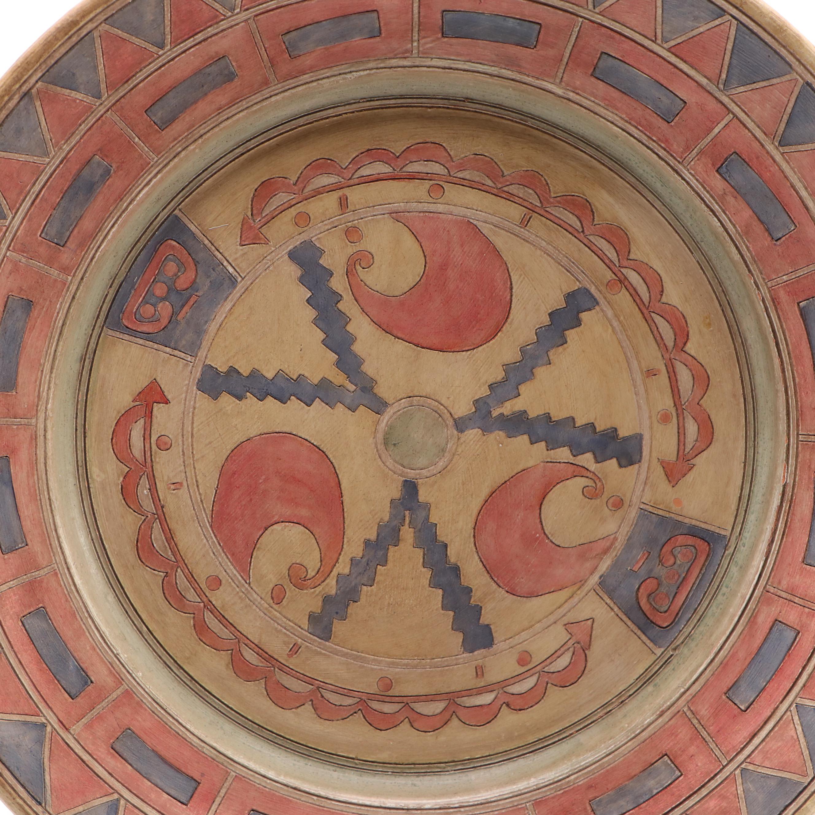 Brazilian Folk Art Style Ceramic Charger Plate