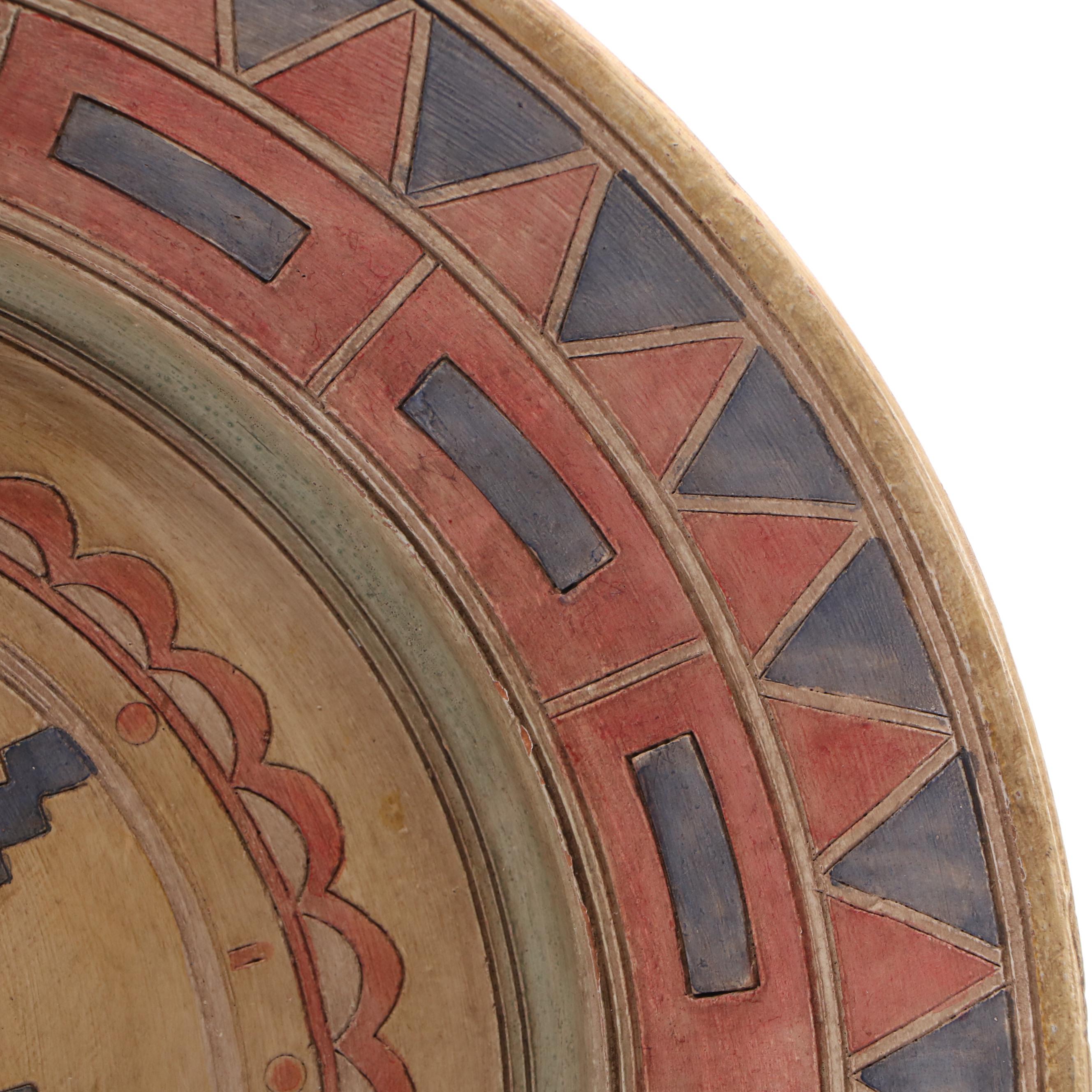 Brazilian Folk Art Style Ceramic Charger Plate