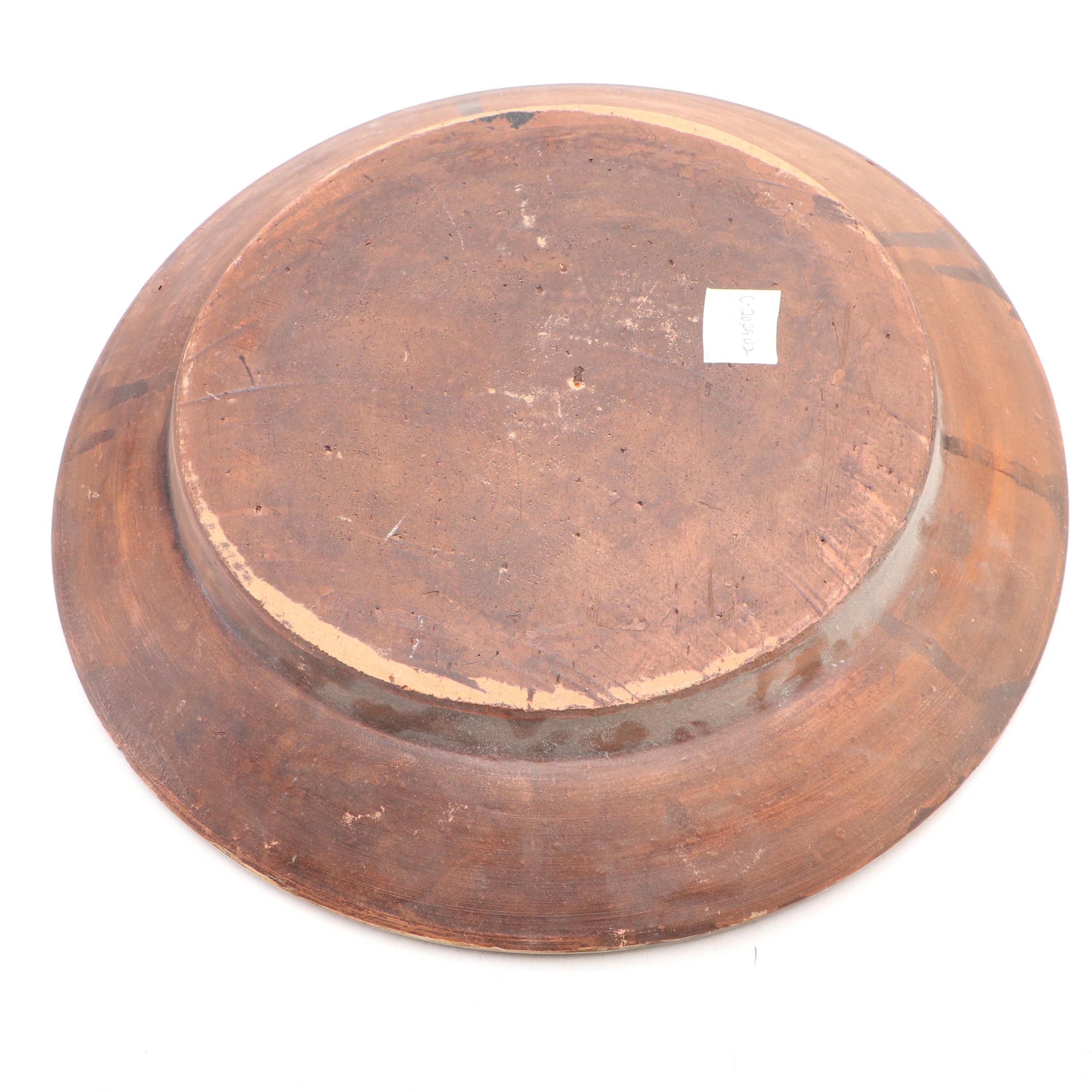 Brazilian Folk Art Style Ceramic Charger Plate