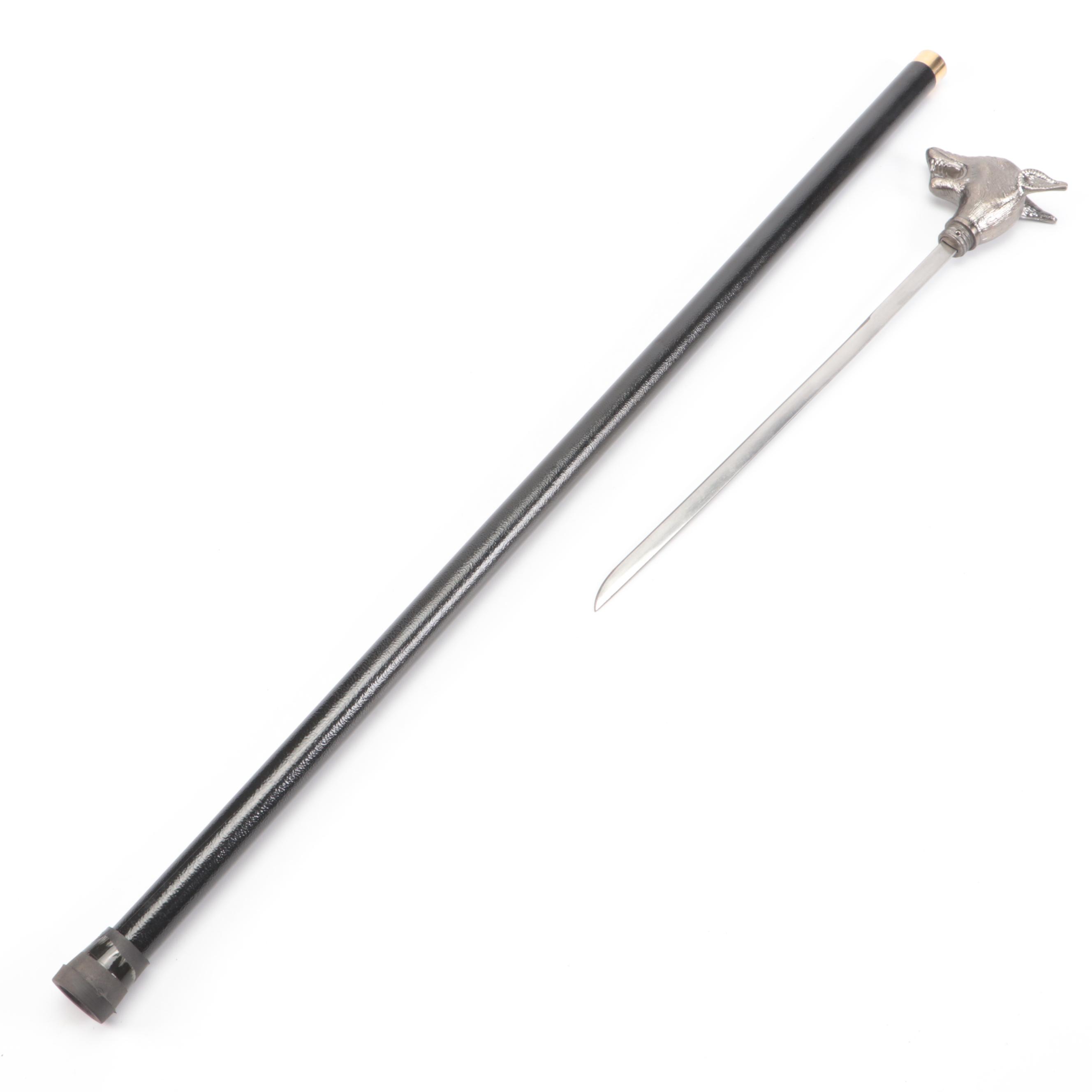 Snarling Wolf Head Handled Sword Cane