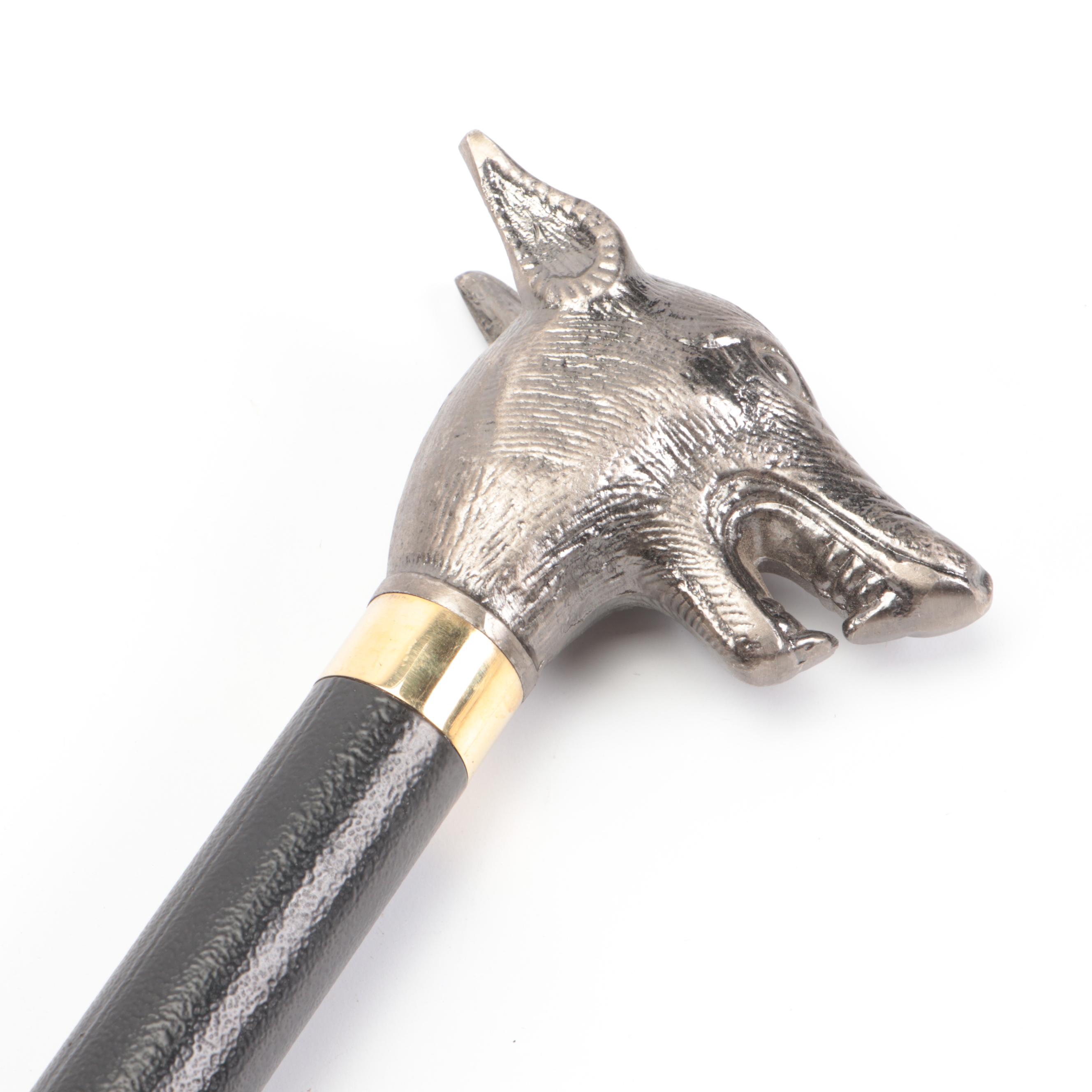 Snarling Wolf Head Handled Sword Cane