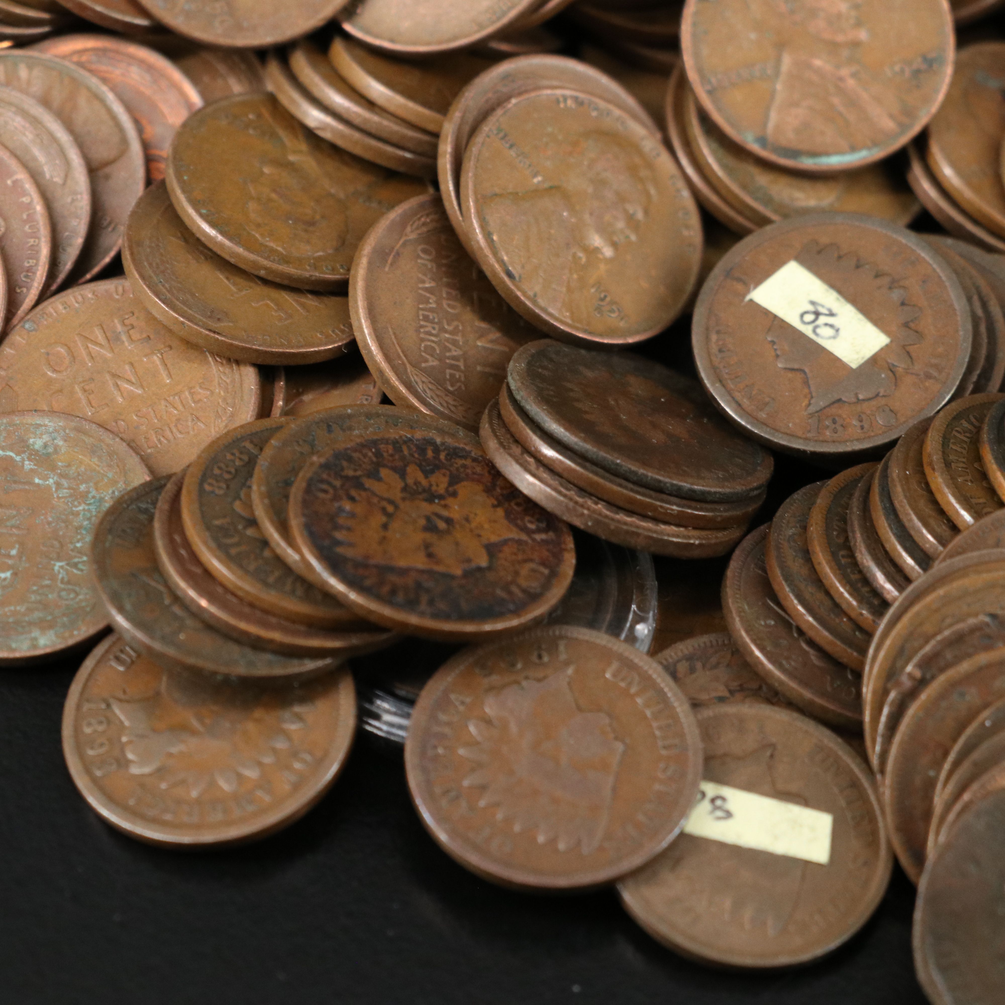1,000 Wheat Cents and 59 Indian Head Cents