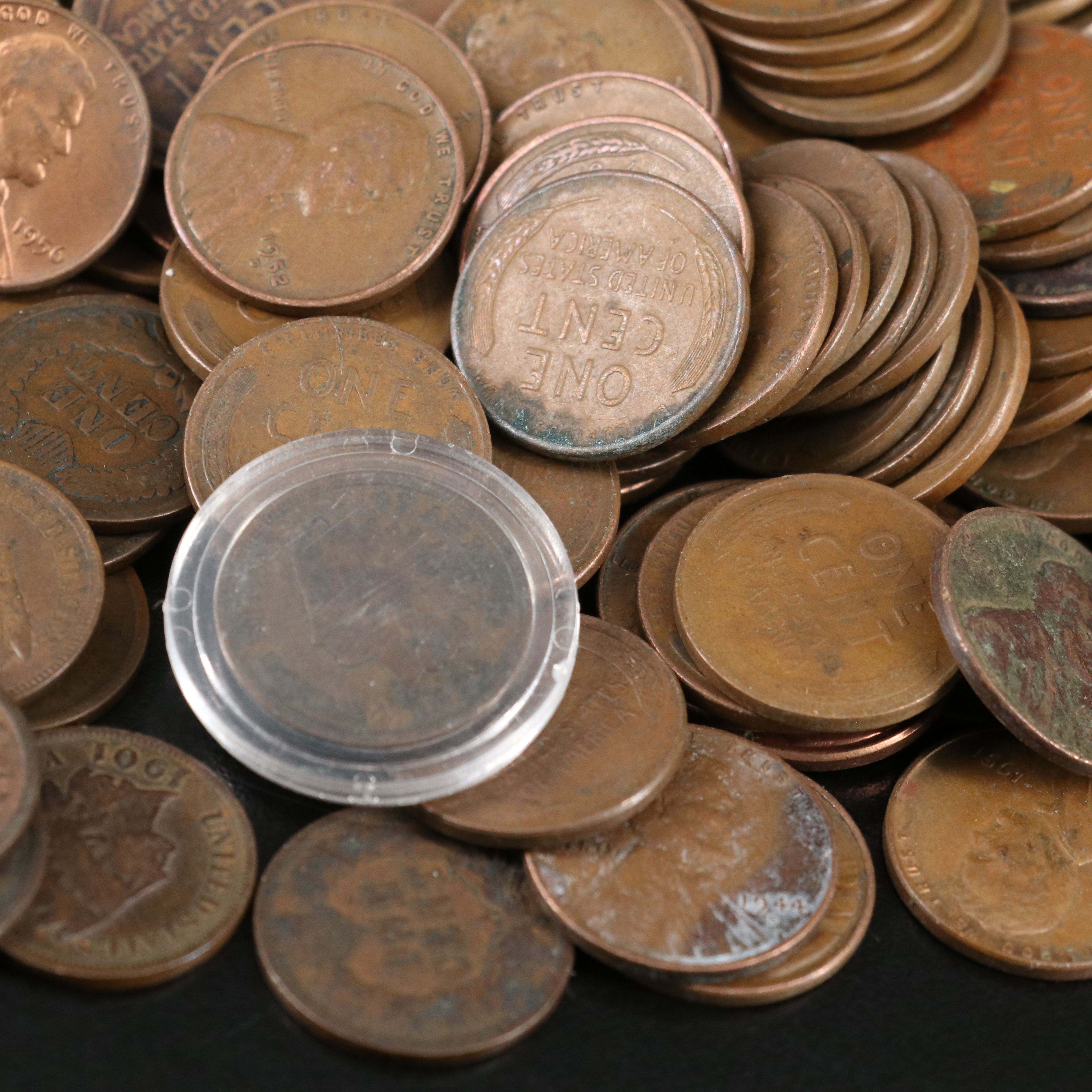 1,000 Wheat Cents and 59 Indian Head Cents