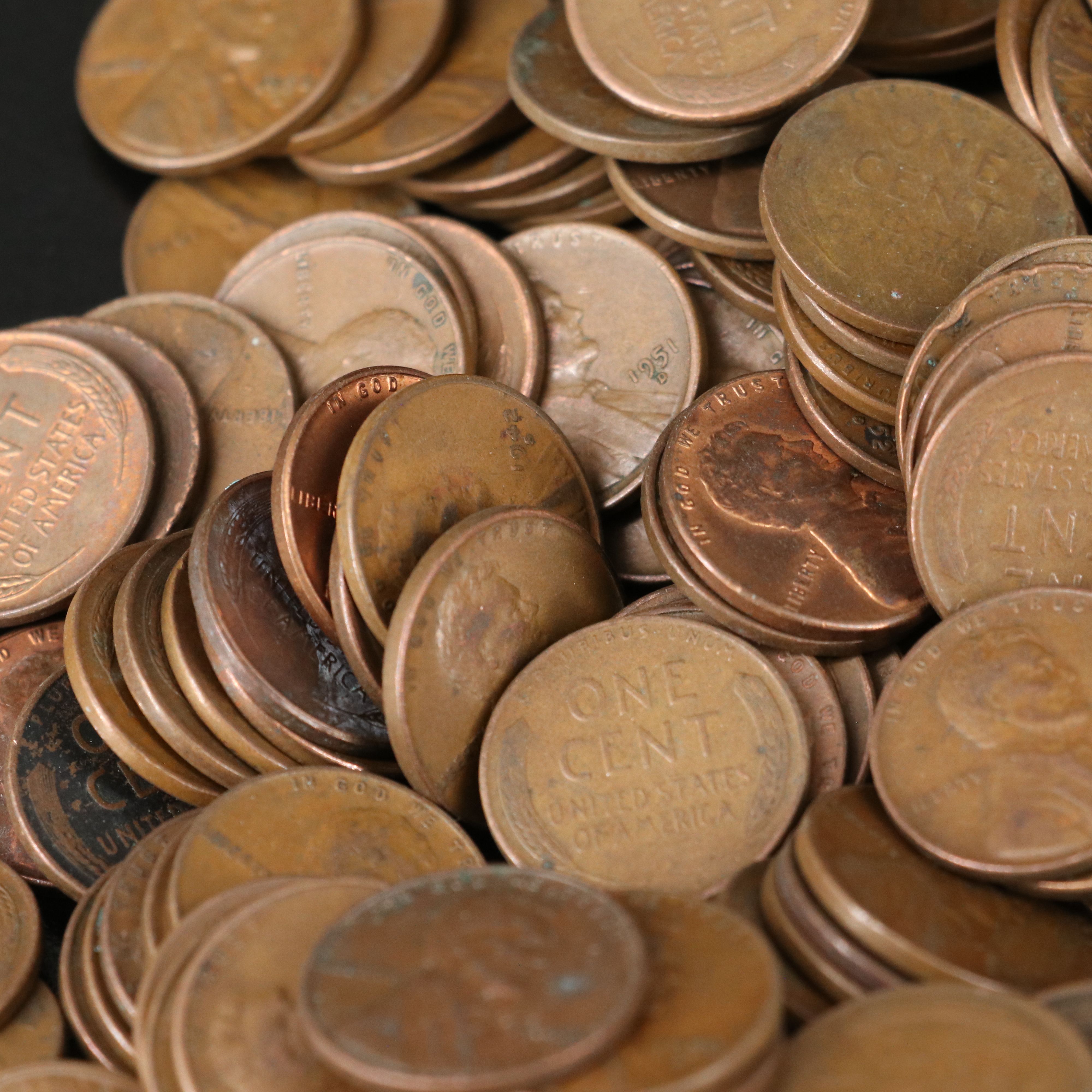 1,000 Wheat Cents and 59 Indian Head Cents