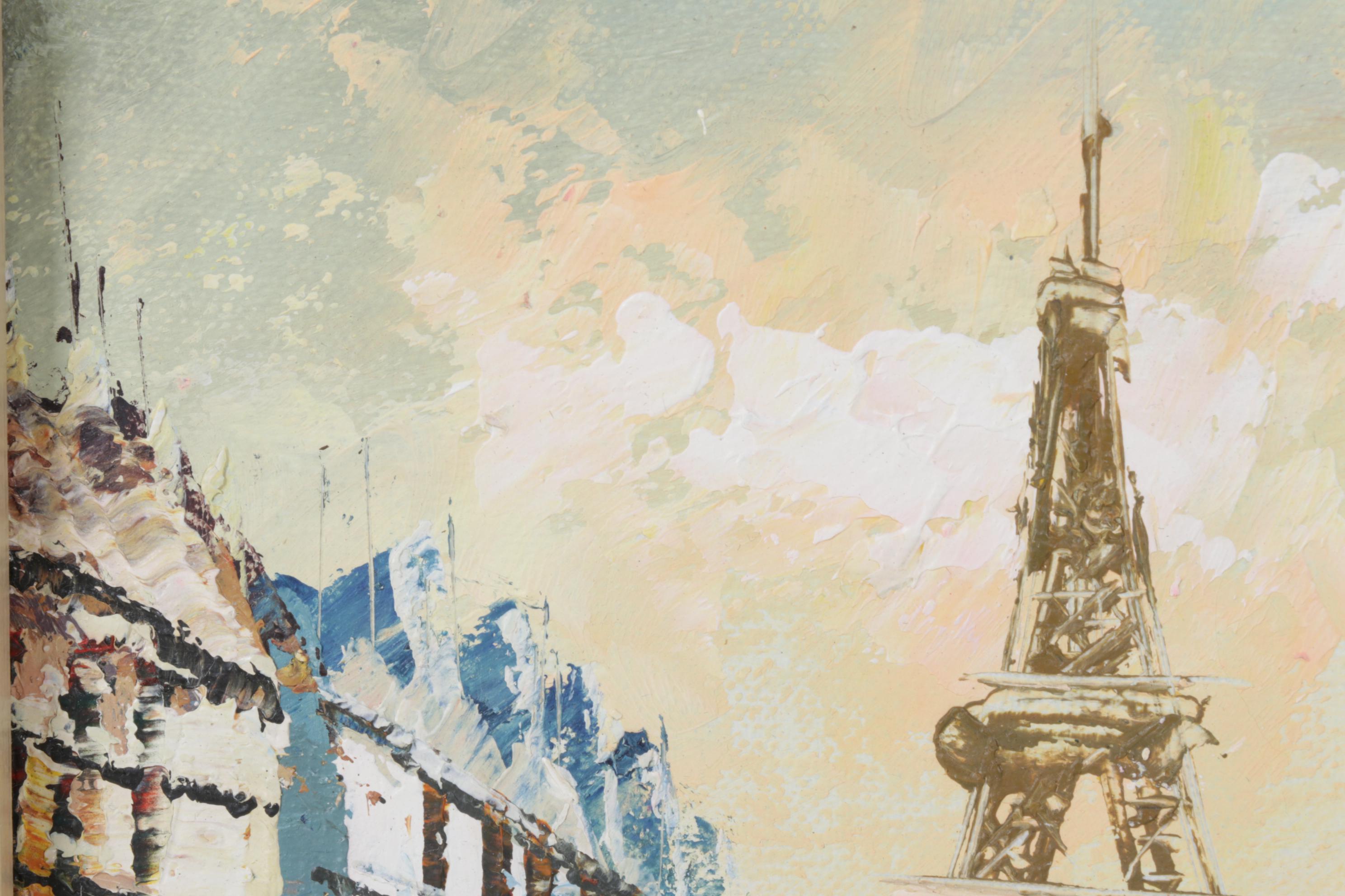 P. Herbst Oil Painting of a Street Scene in Paris