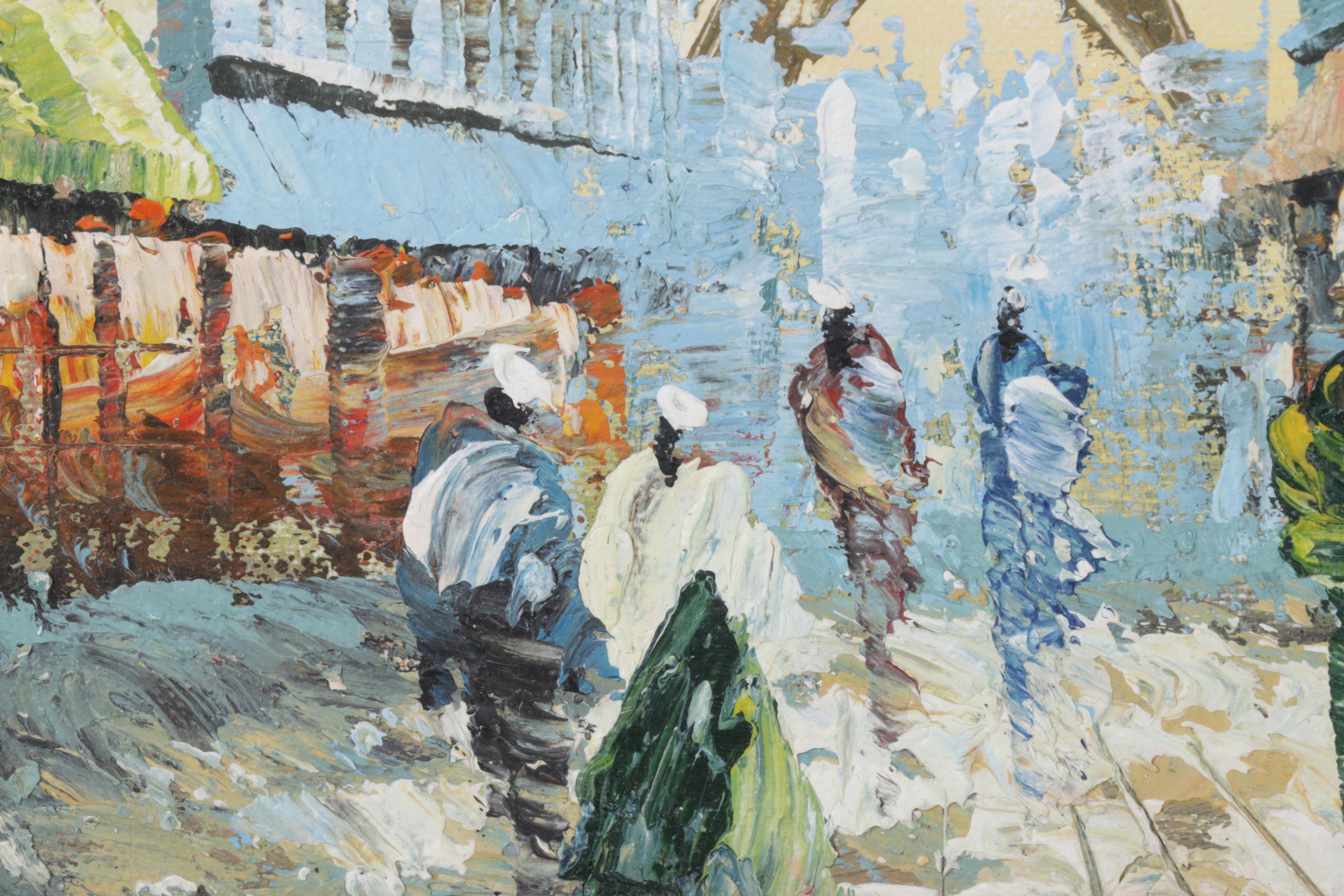 P. Herbst Oil Painting of a Street Scene in Paris