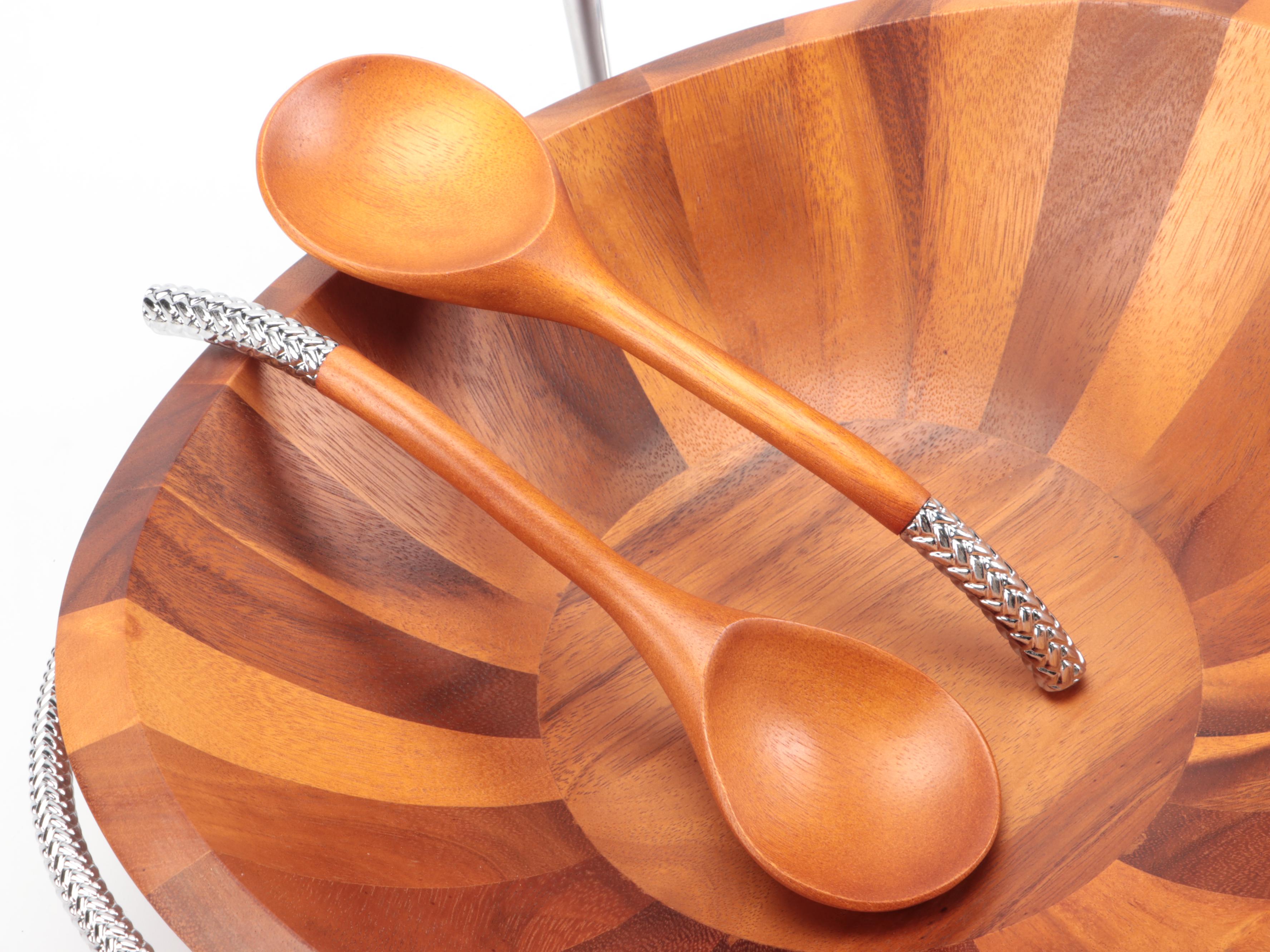 Nambé Studio Stainless Steel Candle Holders, Nambé Wood Bowl, and More Tableware