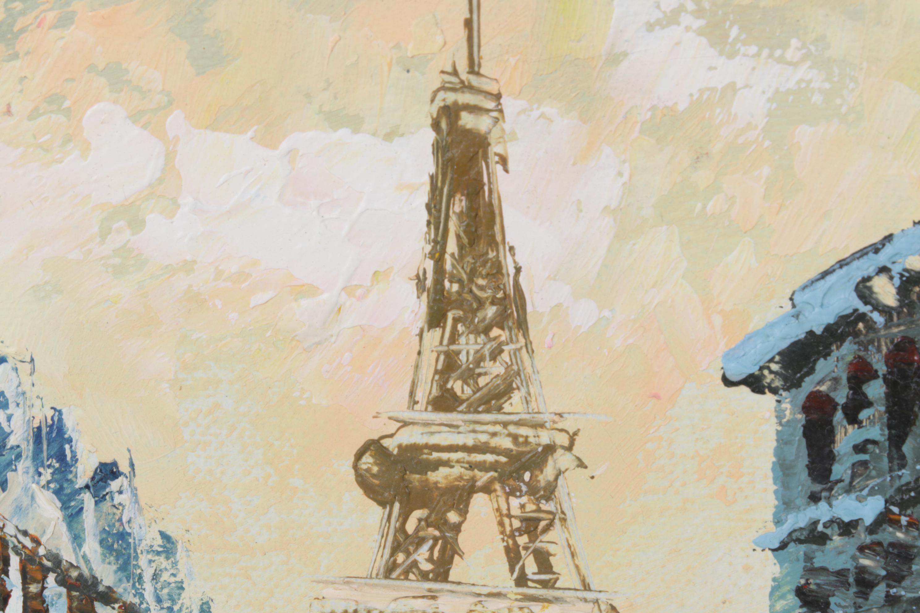 P. Herbst Oil Painting of a Street Scene in Paris