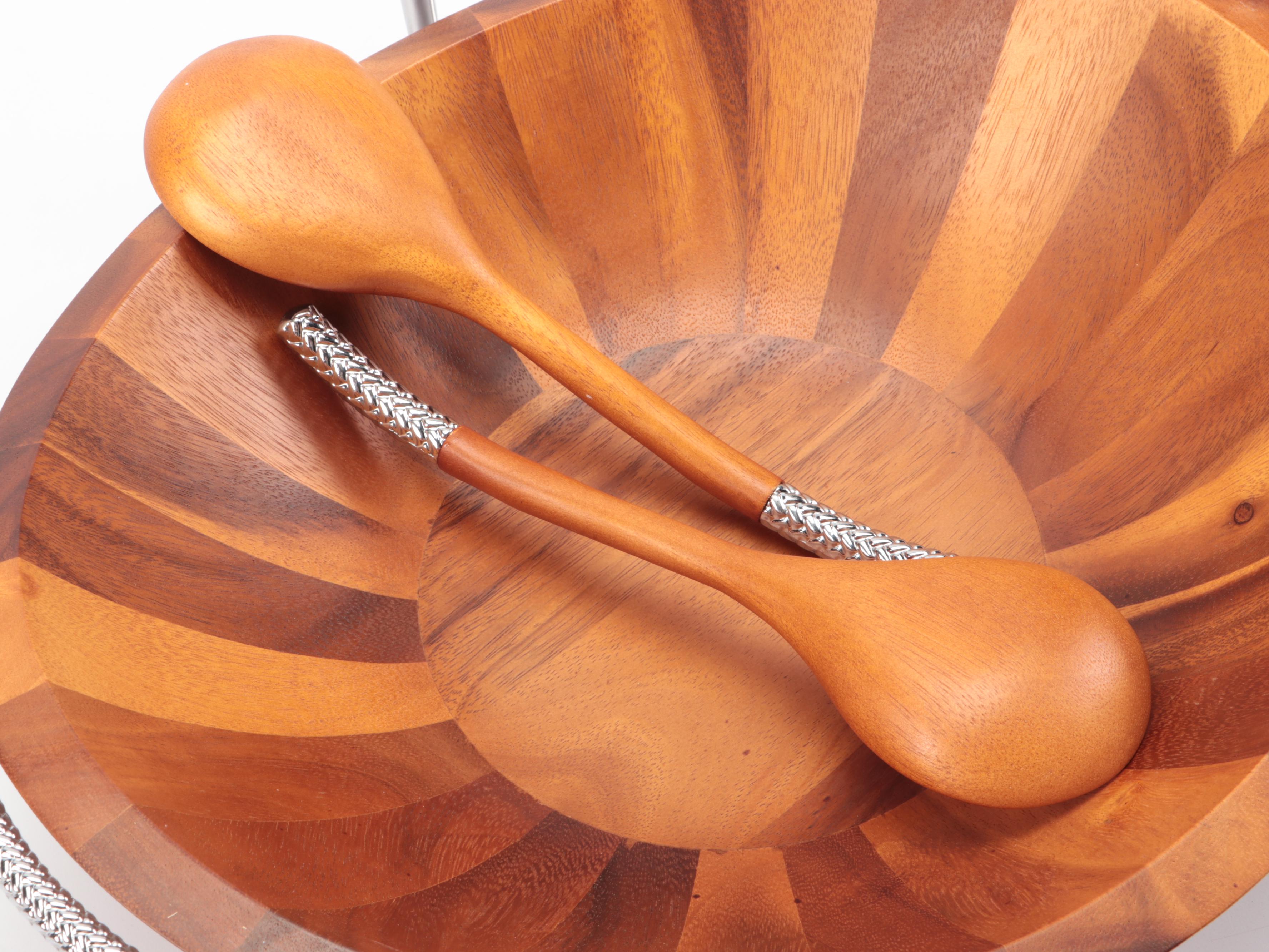 Nambé Studio Stainless Steel Candle Holders, Nambé Wood Bowl, and More Tableware