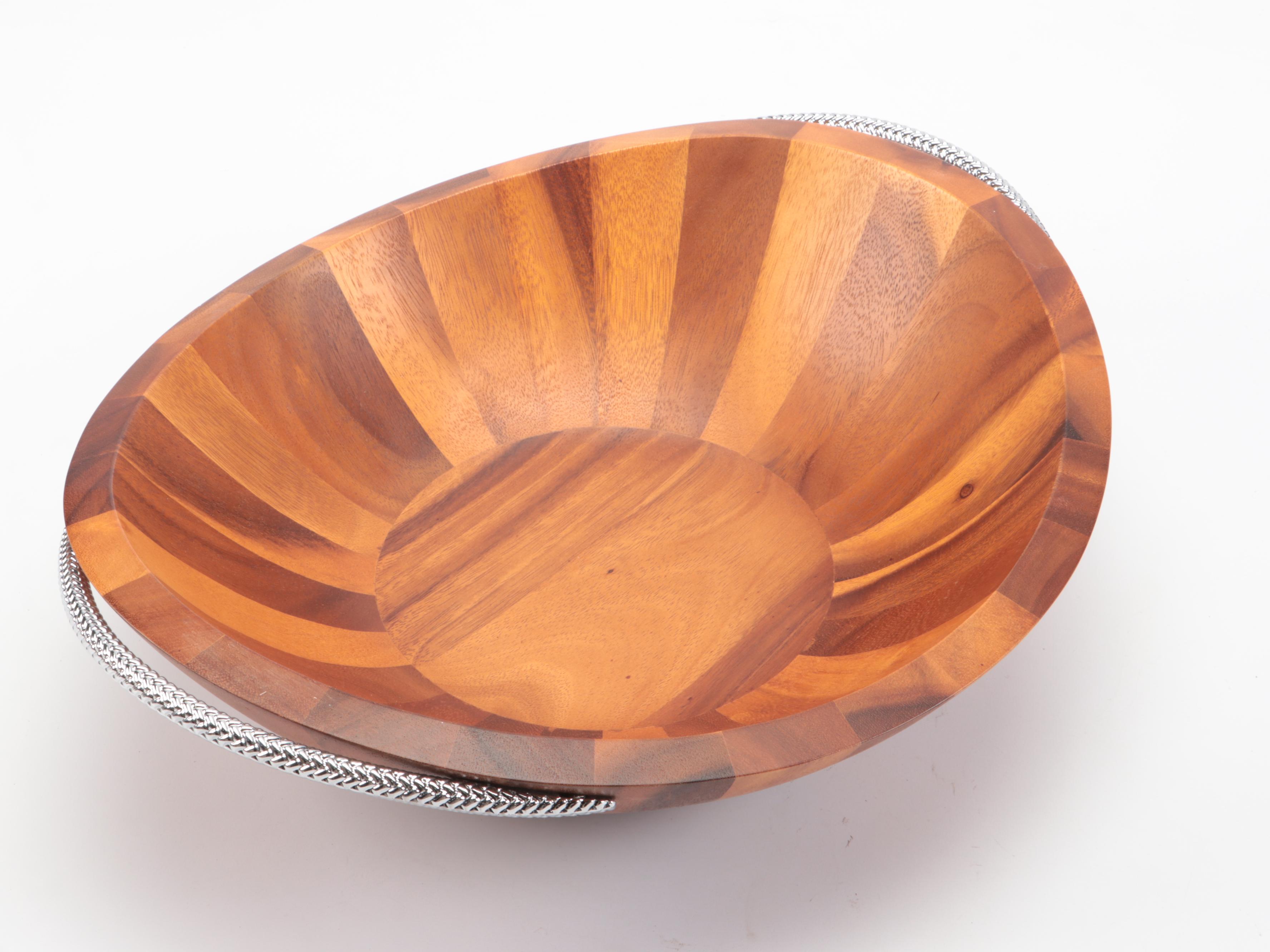 Nambé Studio Stainless Steel Candle Holders, Nambé Wood Bowl, and More Tableware