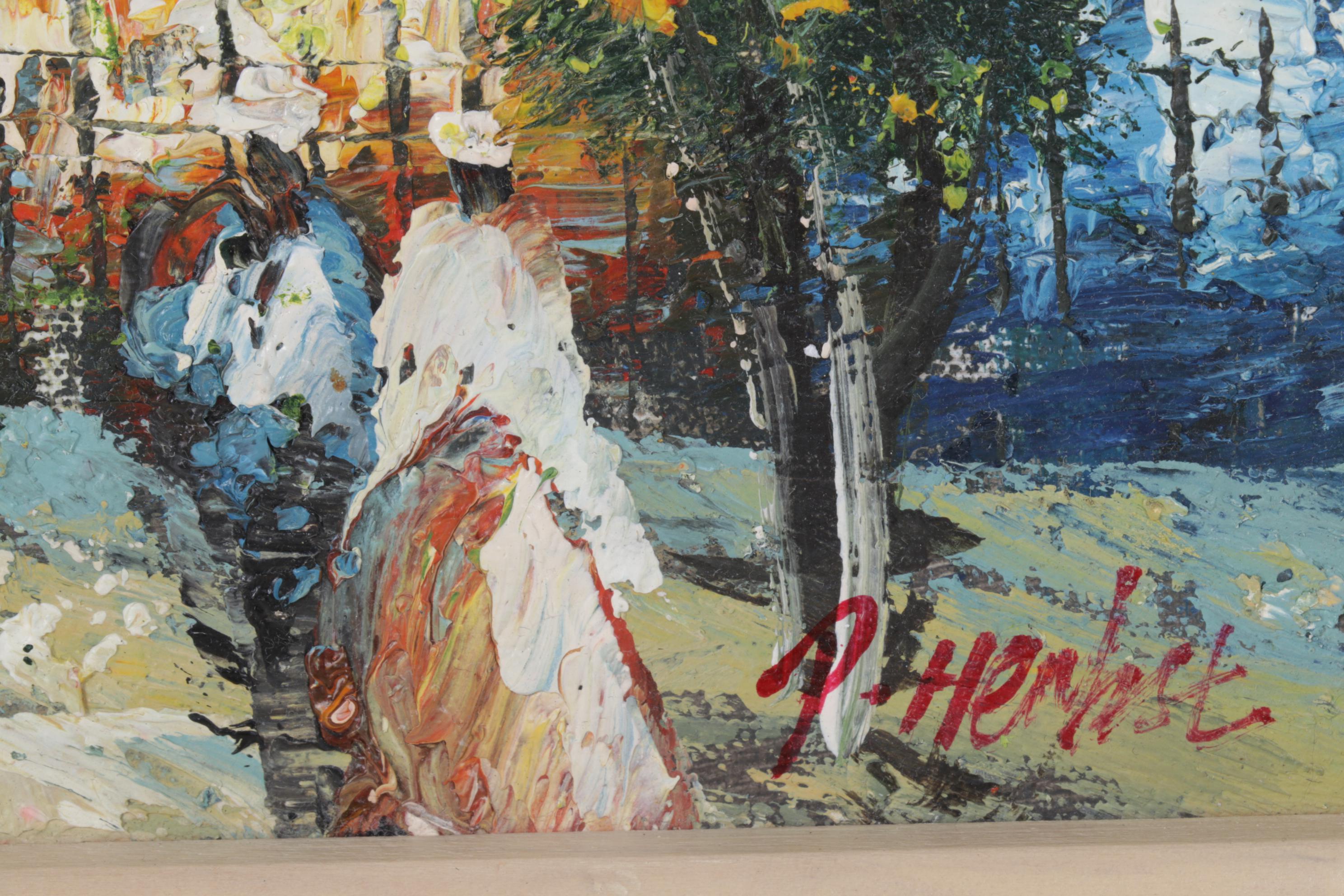 P. Herbst Oil Painting of a Street Scene in Paris