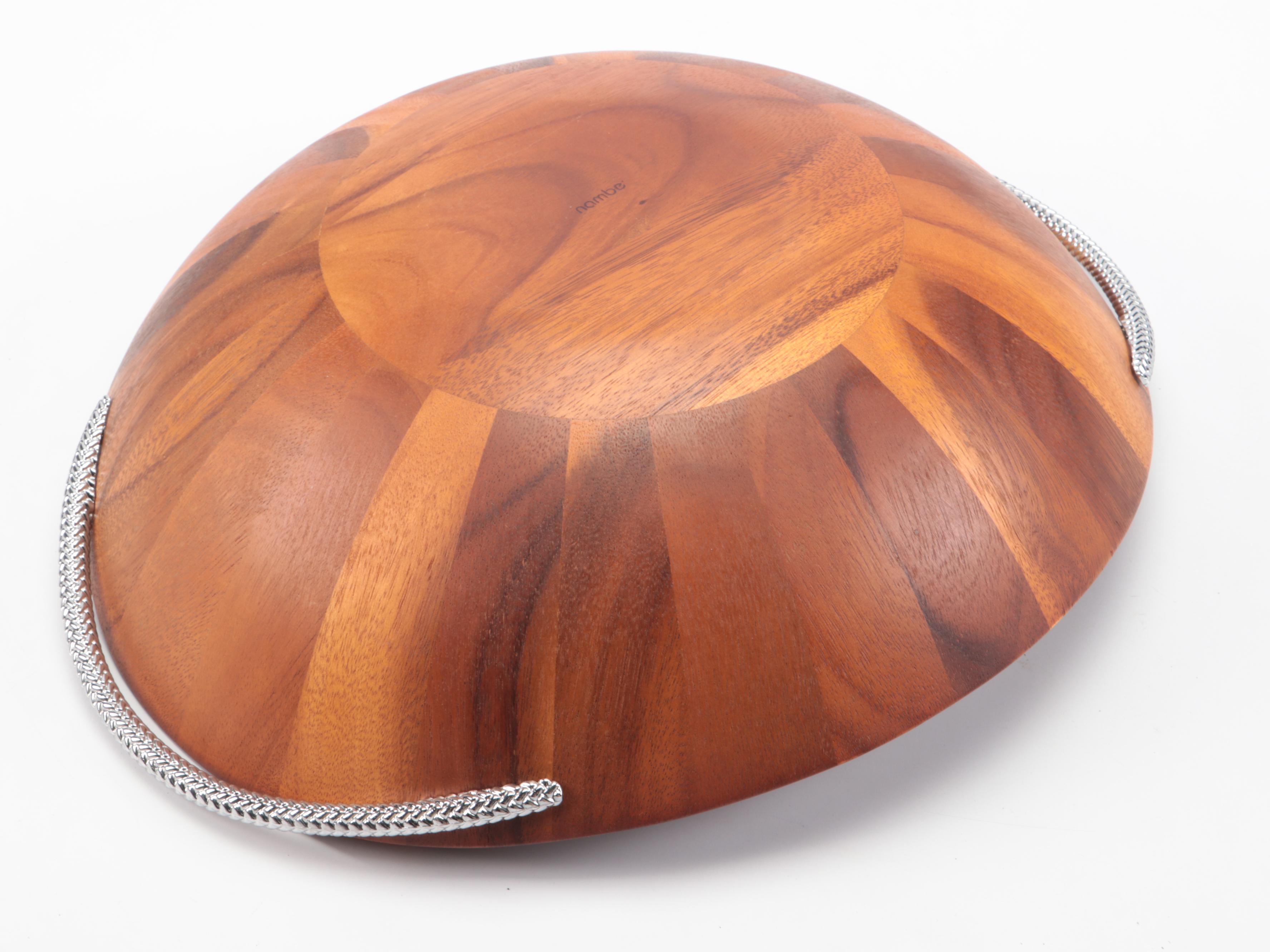 Nambé Studio Stainless Steel Candle Holders, Nambé Wood Bowl, and More Tableware