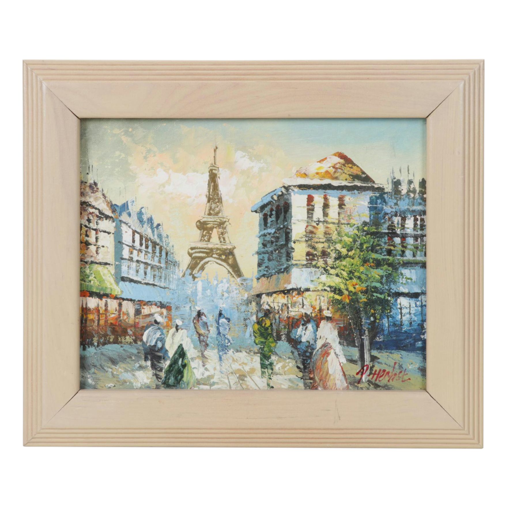 P. Herbst Oil Painting of a Street Scene in Paris