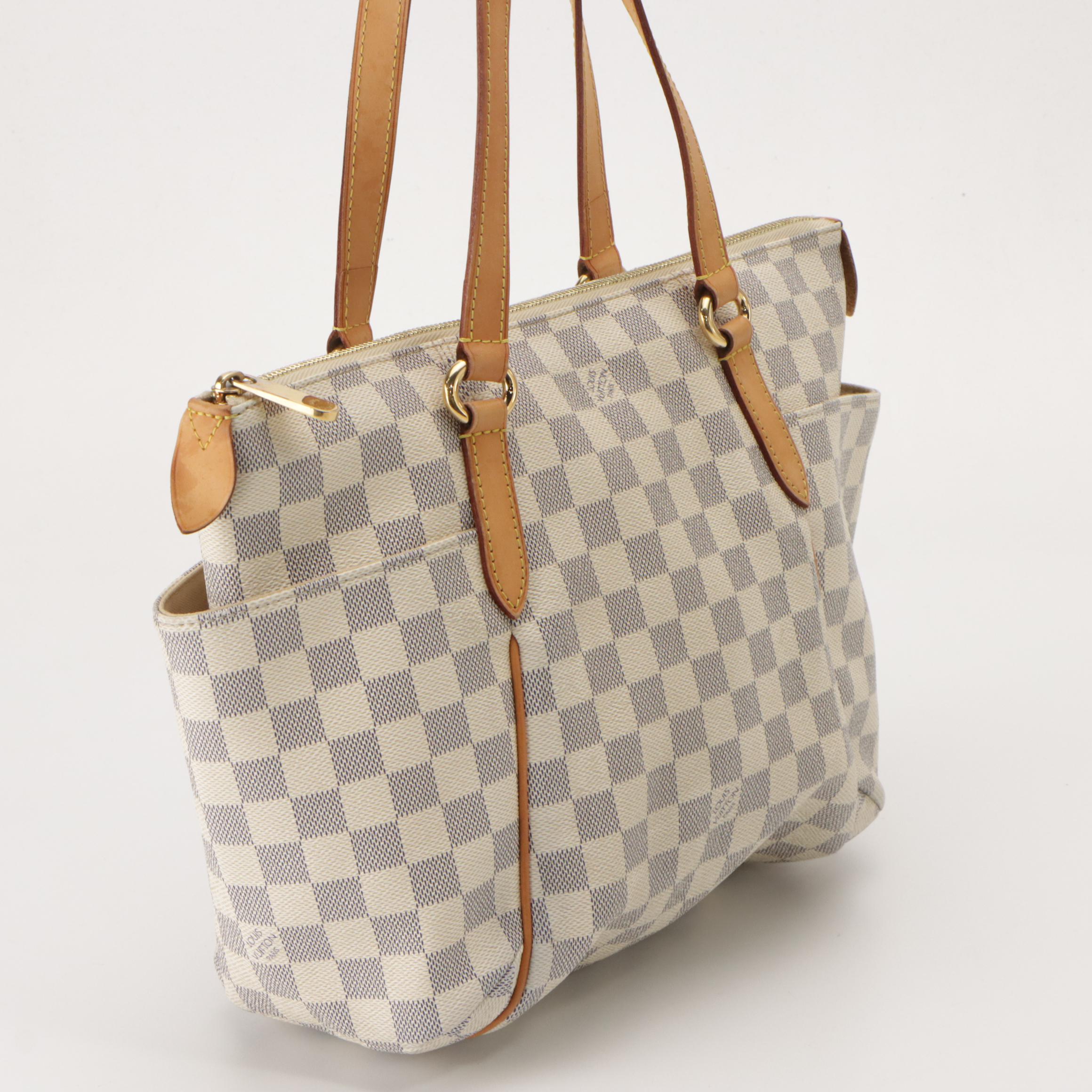 Louis Vuitton Totally PM Shoulder Bag in Damier Azur Canvas and Leather Trim