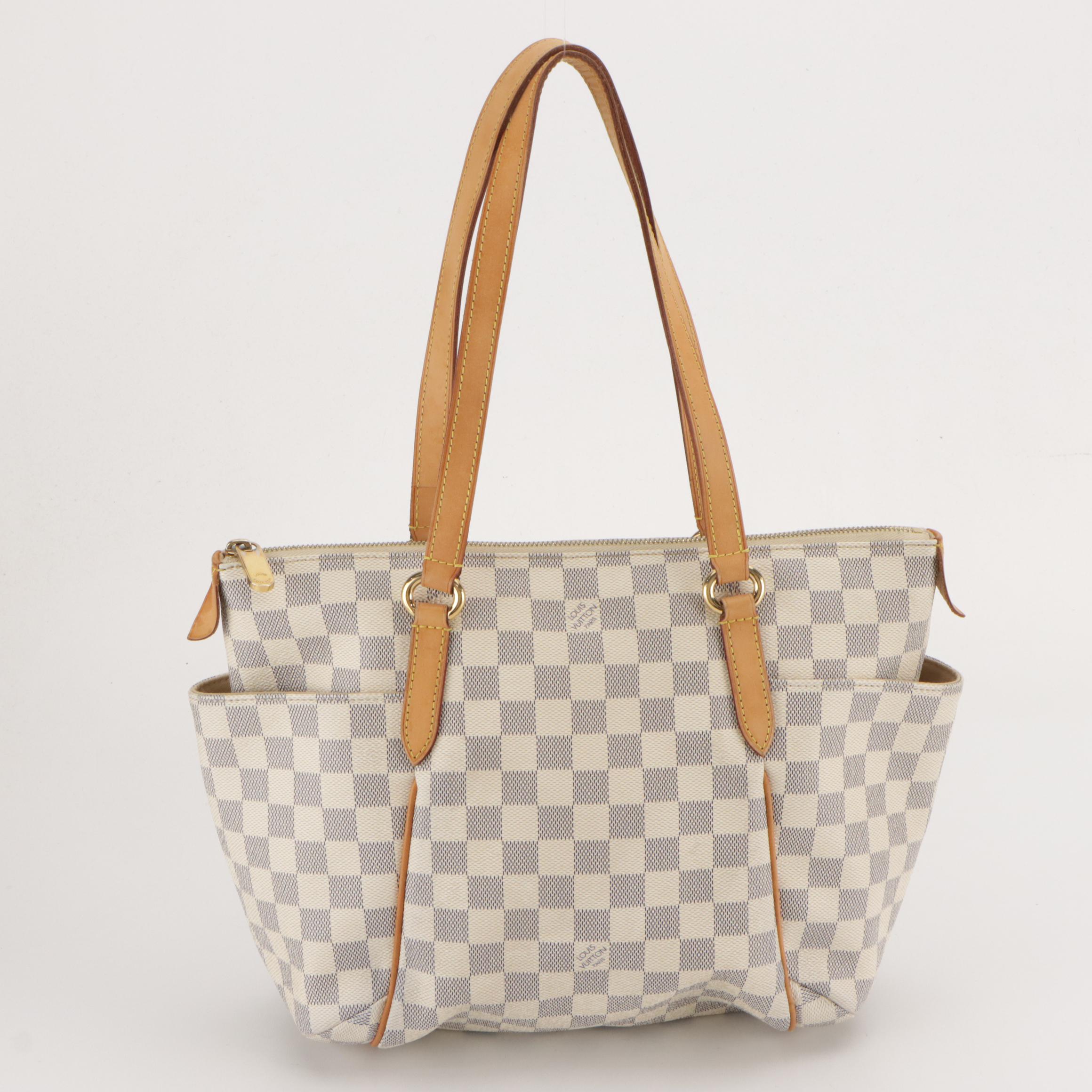 Louis Vuitton Totally PM Shoulder Bag in Damier Azur Canvas and Leather Trim