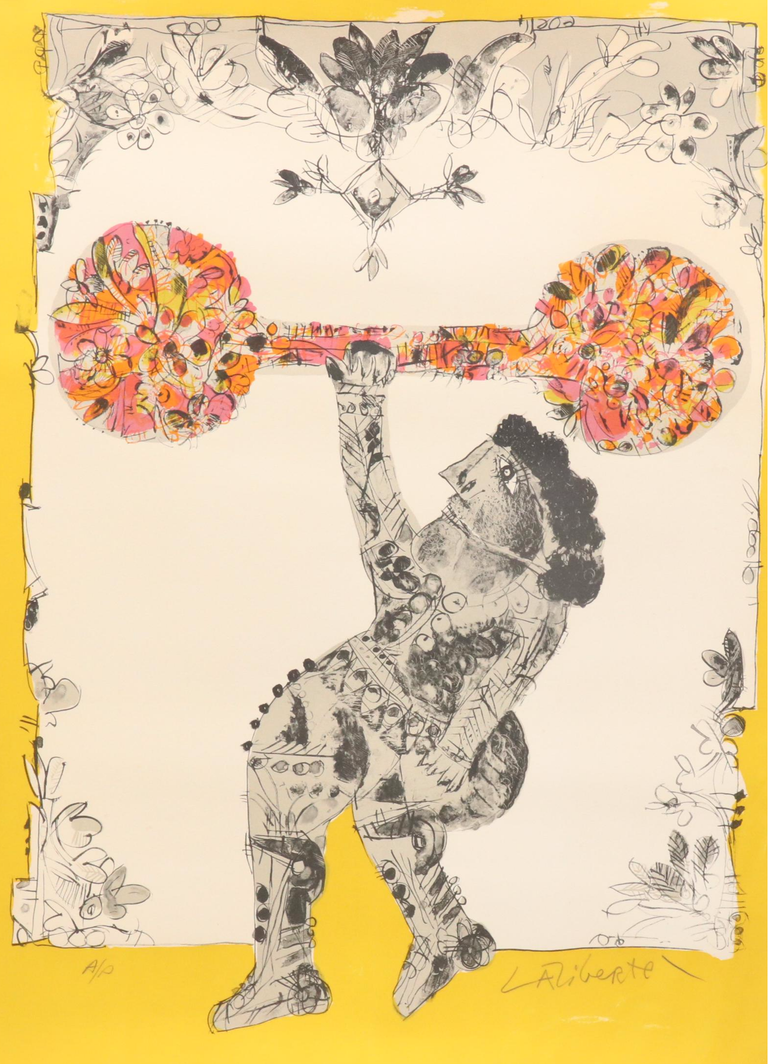 Norman Laliberte Lithograph Artist Proof "Strong Man," circa 1975