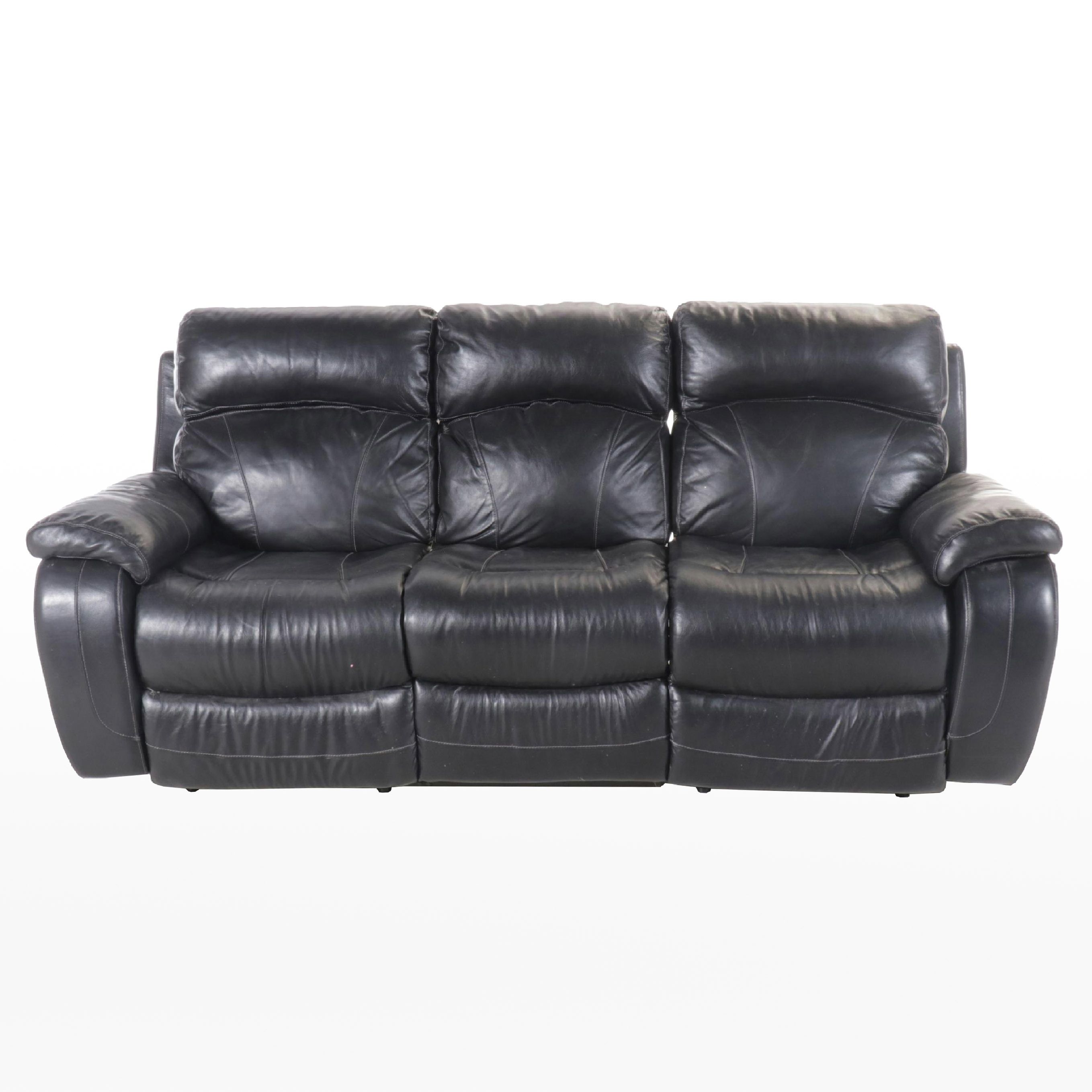 Black Faux Leather Reclining Sofa