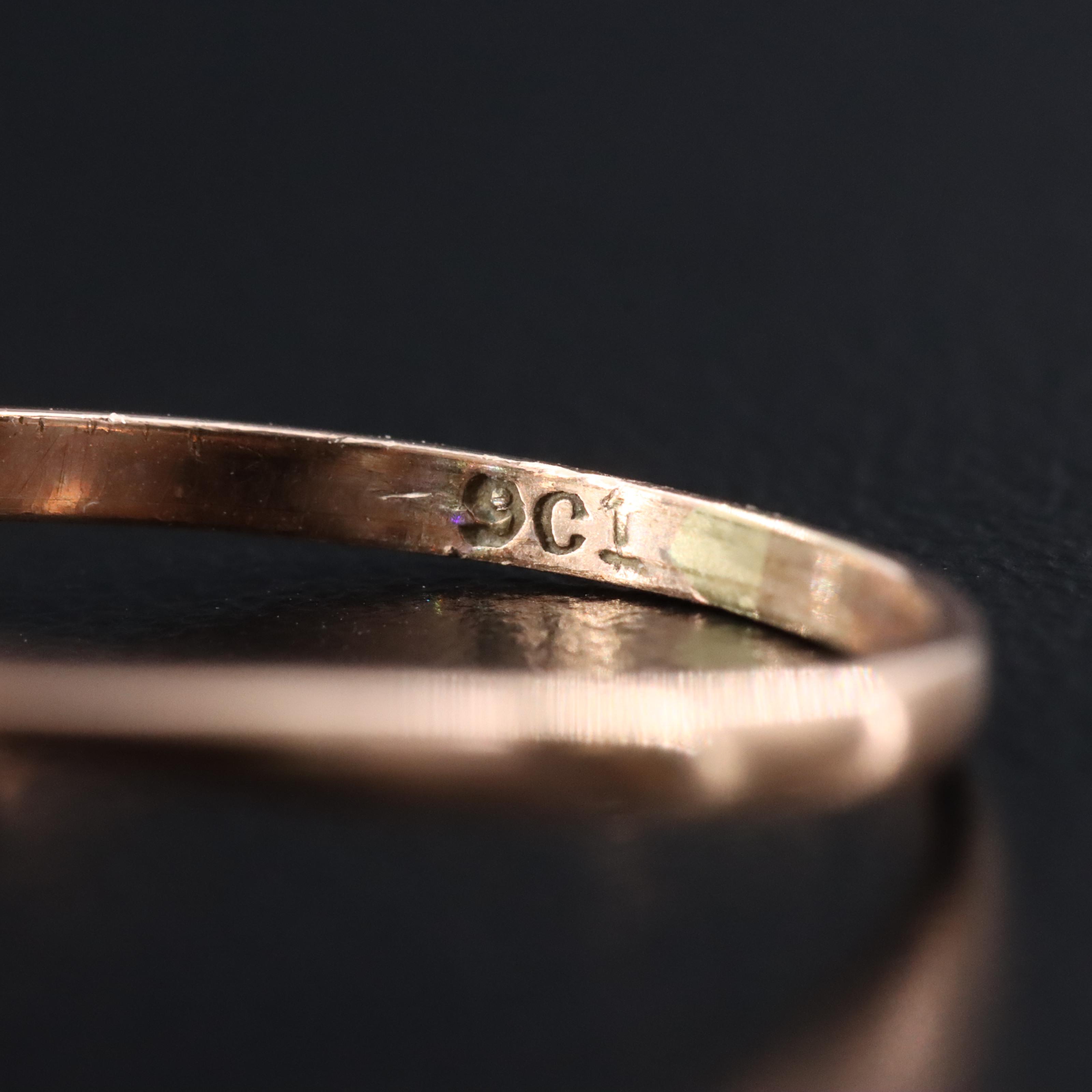 Vintage 9K Rose Gold Blue Zircon and White Spinel Ring