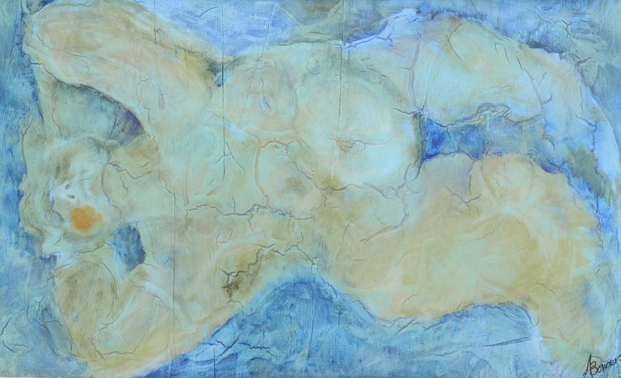 Ann Bowers Figural Modernist Mixed Media Painting, 21st Century