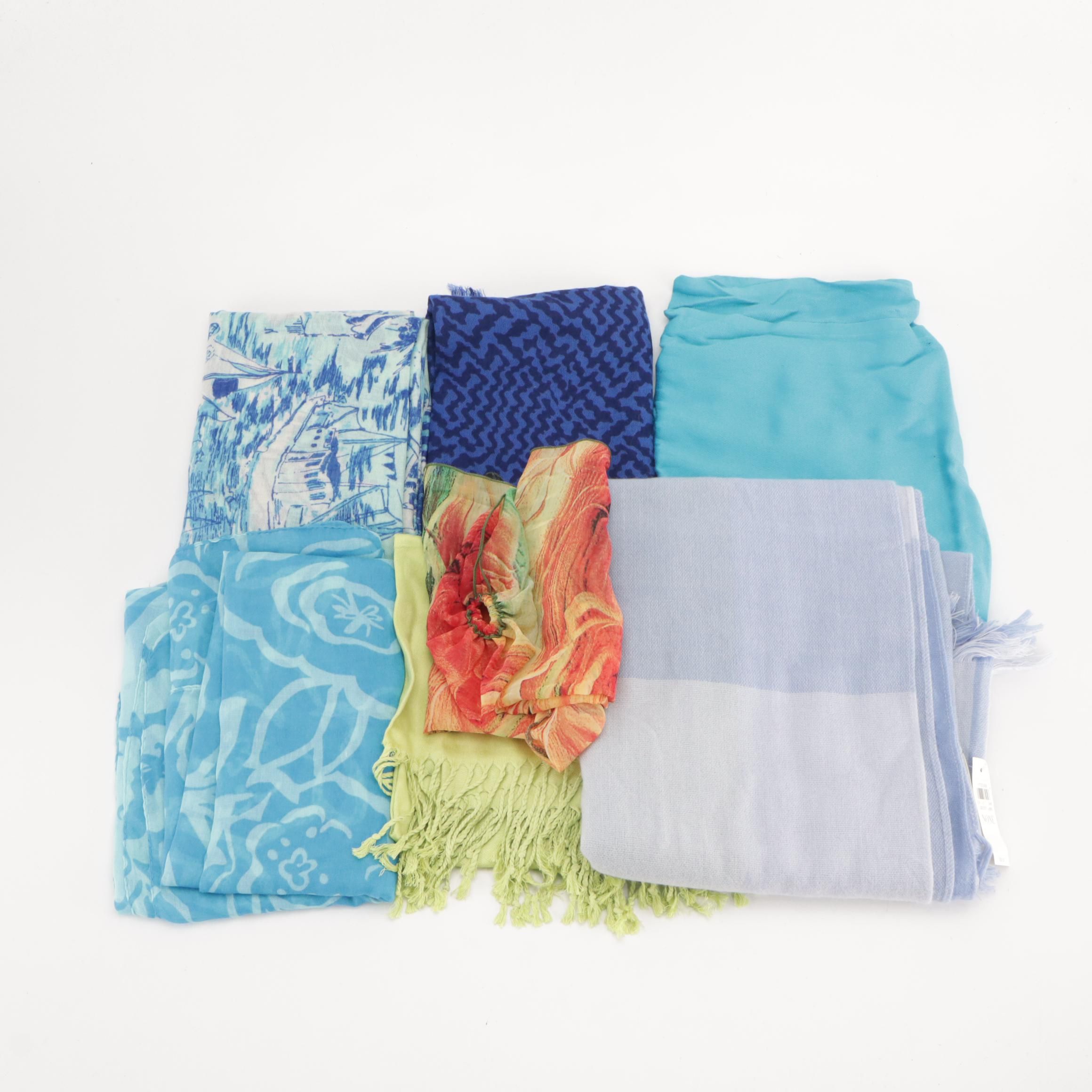 Lilly Pulitzer Printed Silk/Cashmere Shawl, Ann Taylor Lavender Scarf, and More