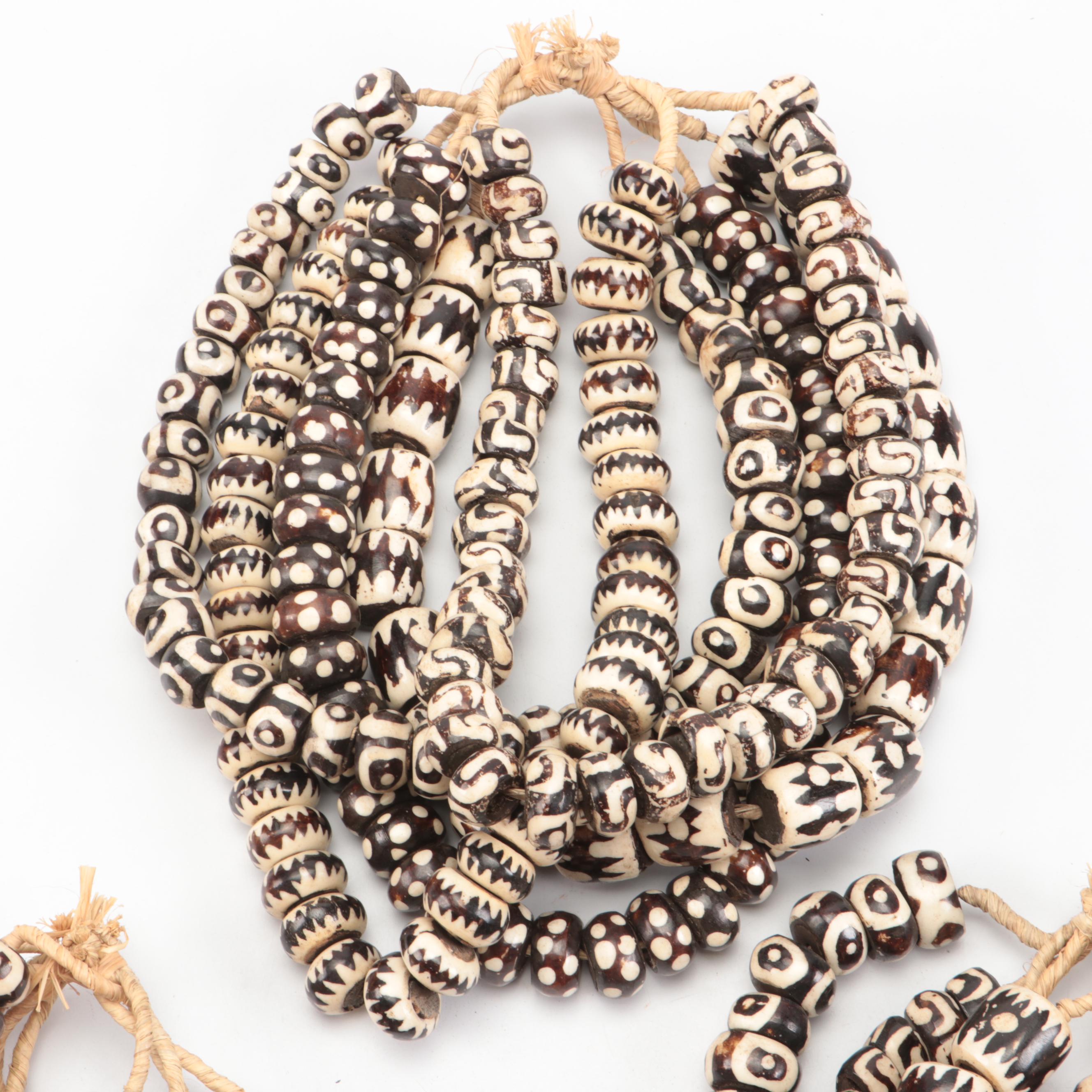 African Batik Bone Beads