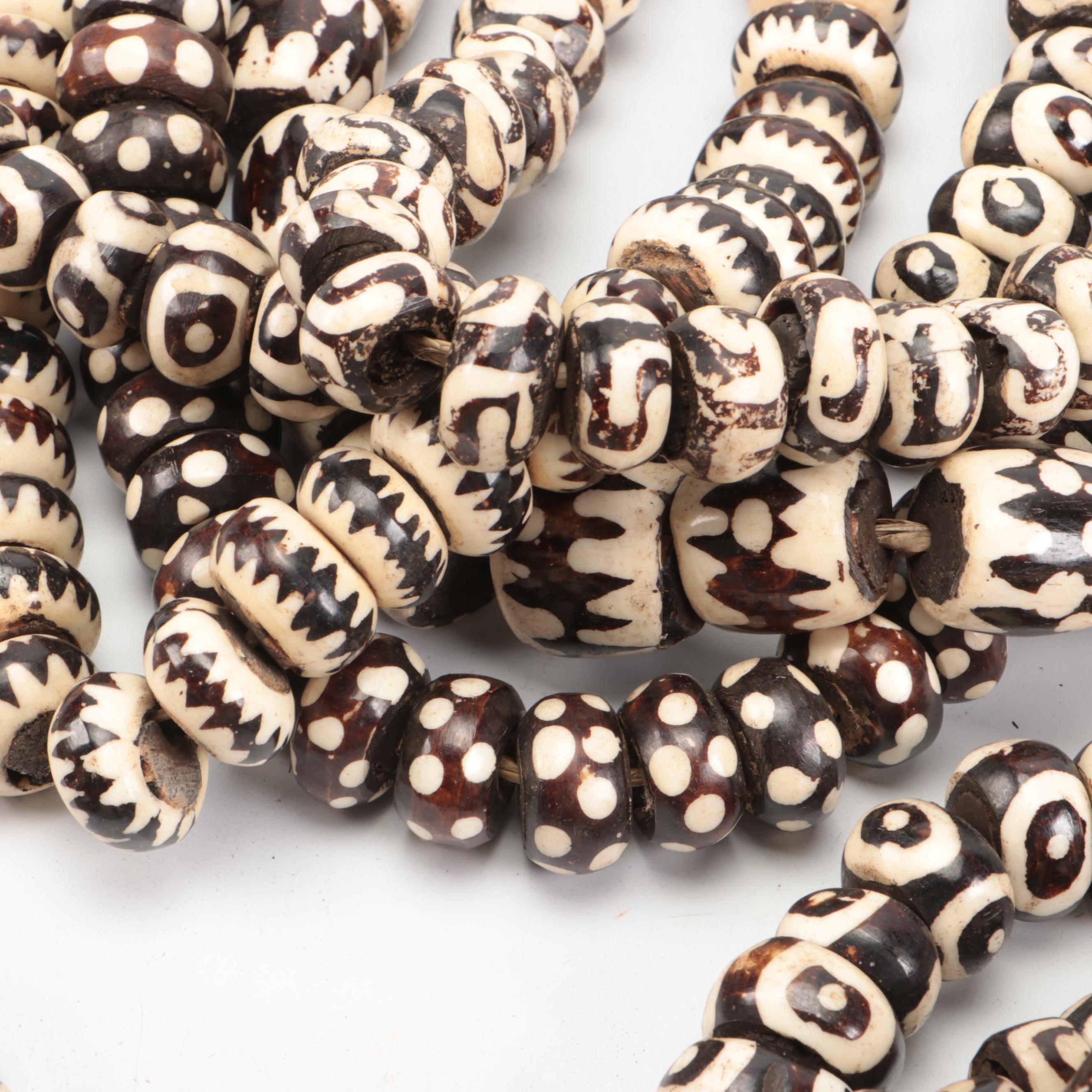 African Batik Bone Beads