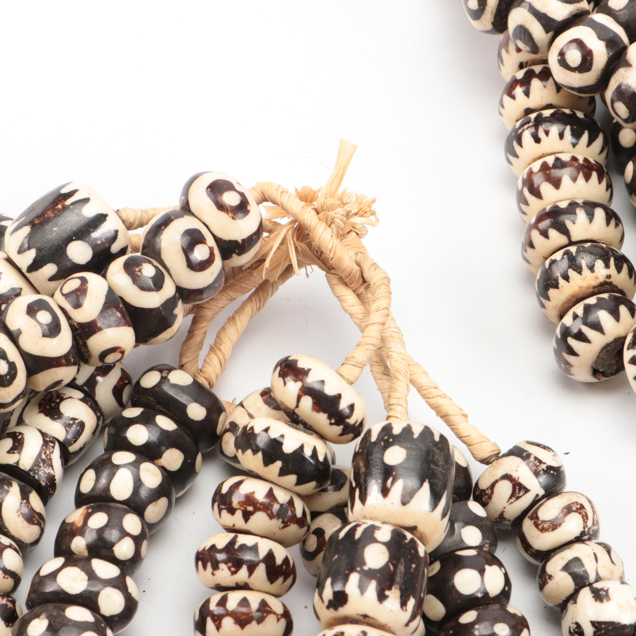 African Batik Bone Beads