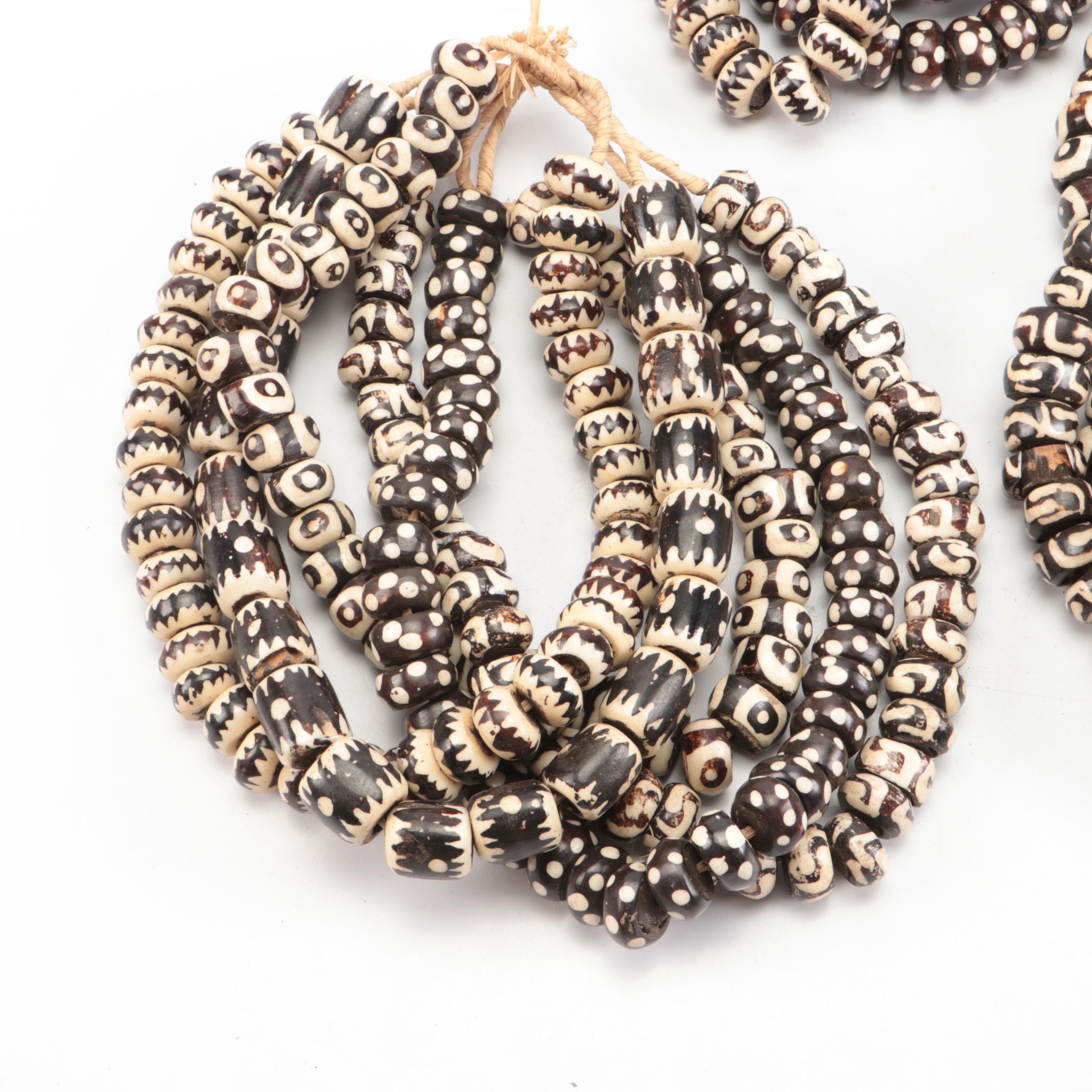 African Batik Bone Beads