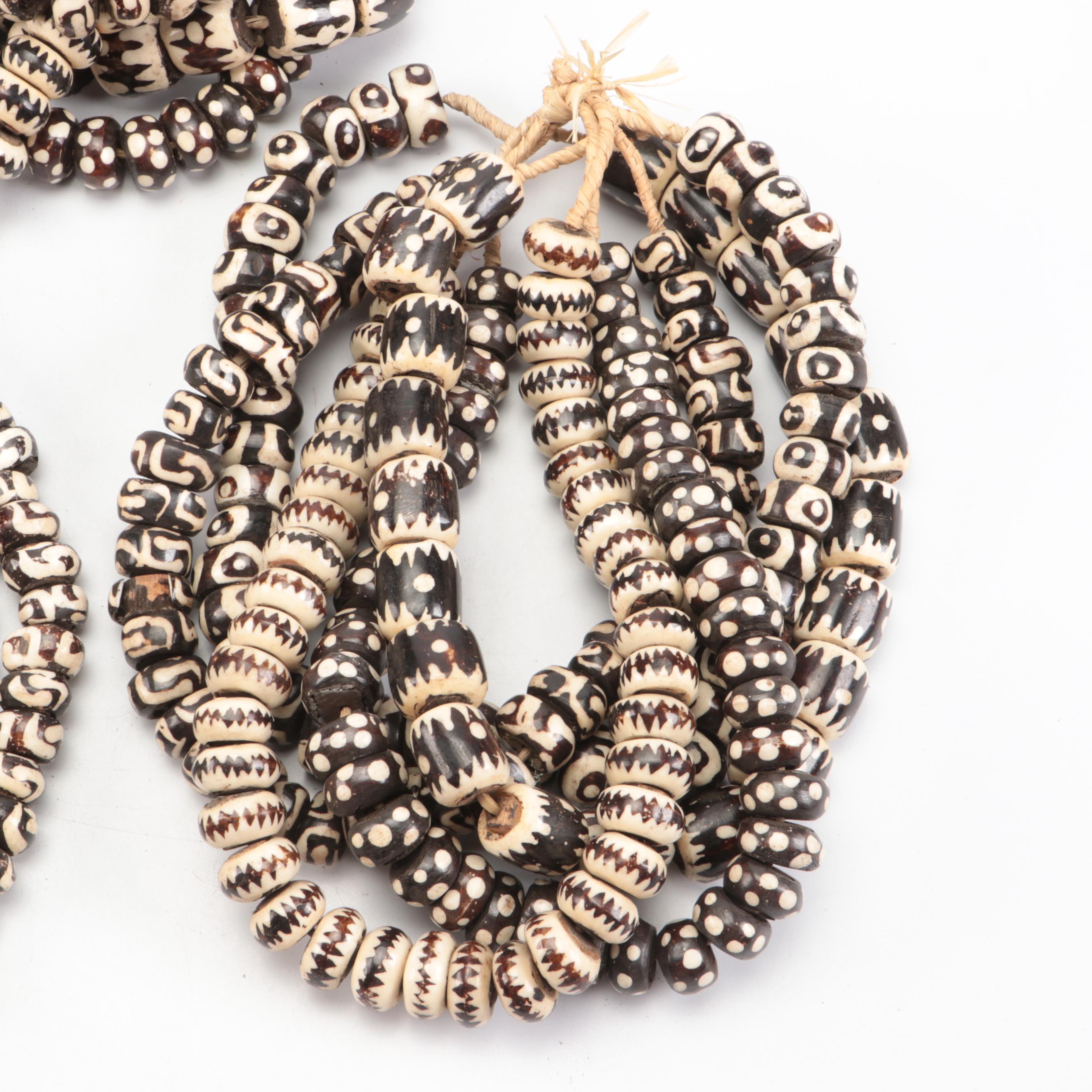 African Batik Bone Beads